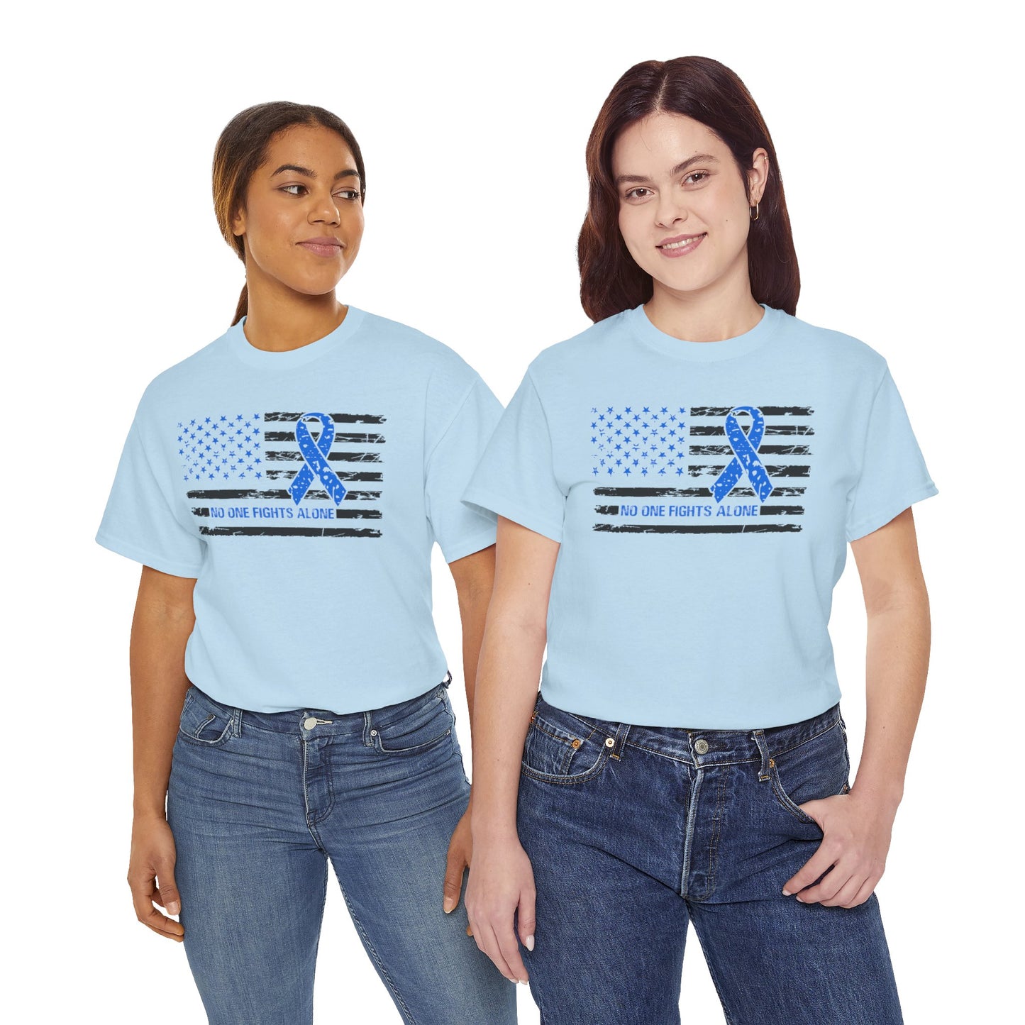 No one fights alone - Colon Cancer Unisex Heavy Cotton Tee