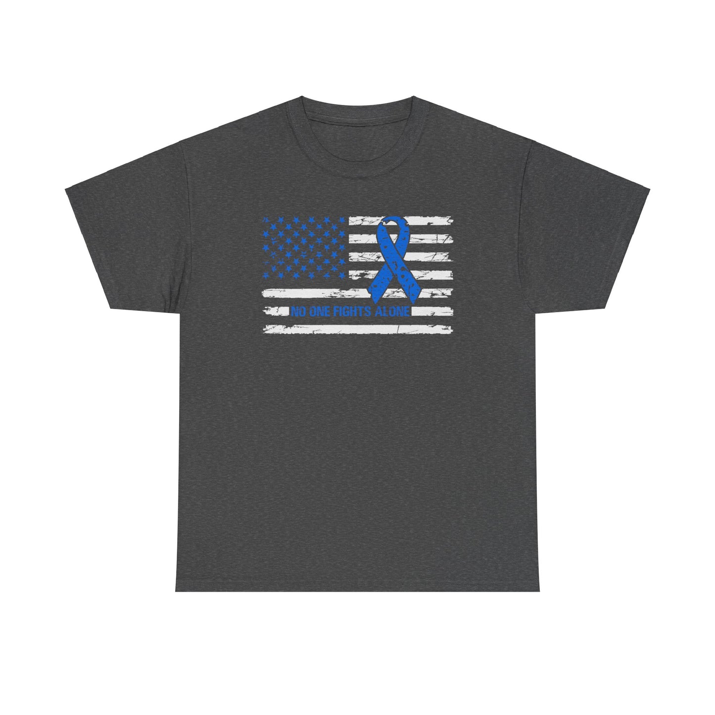 No one fights alone - Colon Cancer Unisex Heavy Cotton Tee