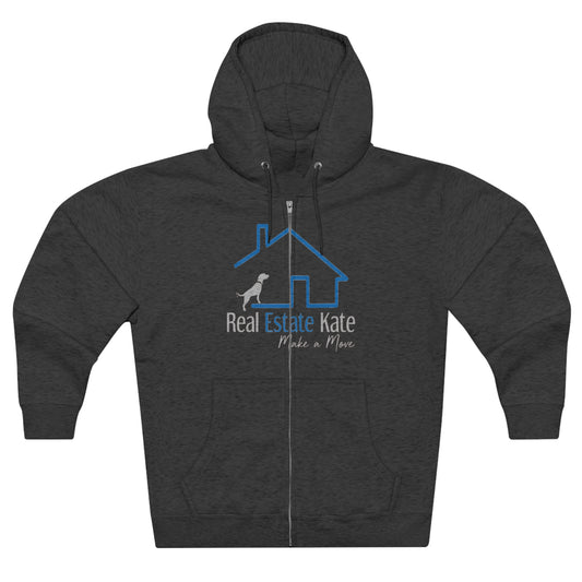 Custom Order Real Estate Kate Grey Unisex Premium Full Zip Hoodie