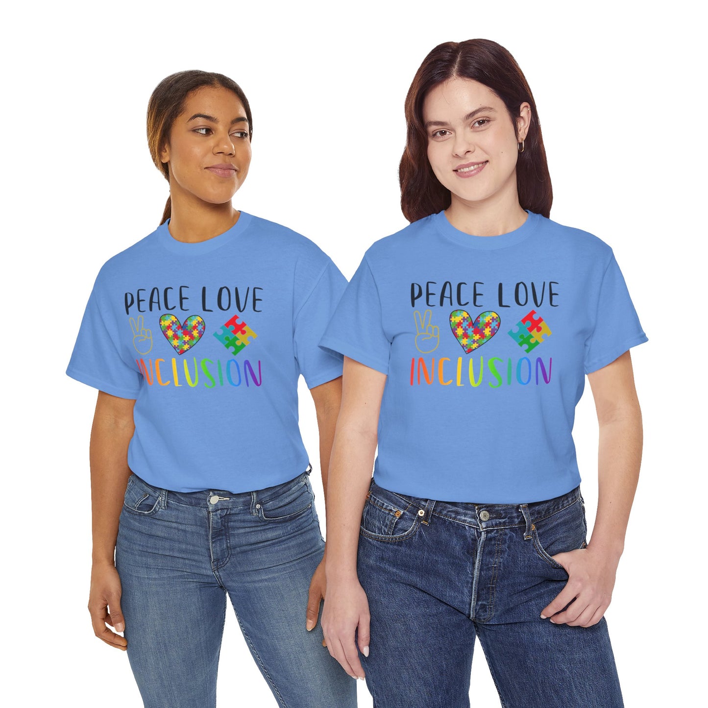 Autism Peace Love Inclusion Unisex Heavy Cotton Tee