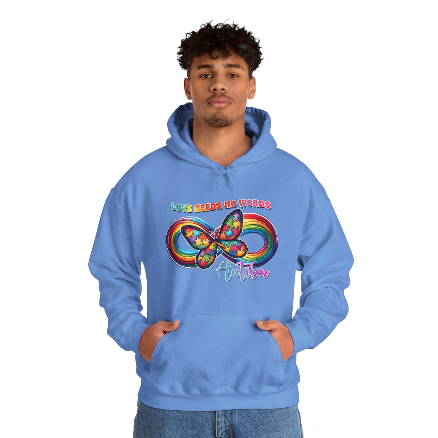 Autism Love needs no words Unisex Heavy Blend™ Hooded Sweatshirt