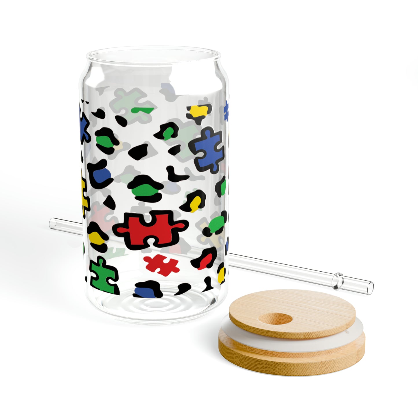 Autism Puzzle Sipper Glass, 16oz