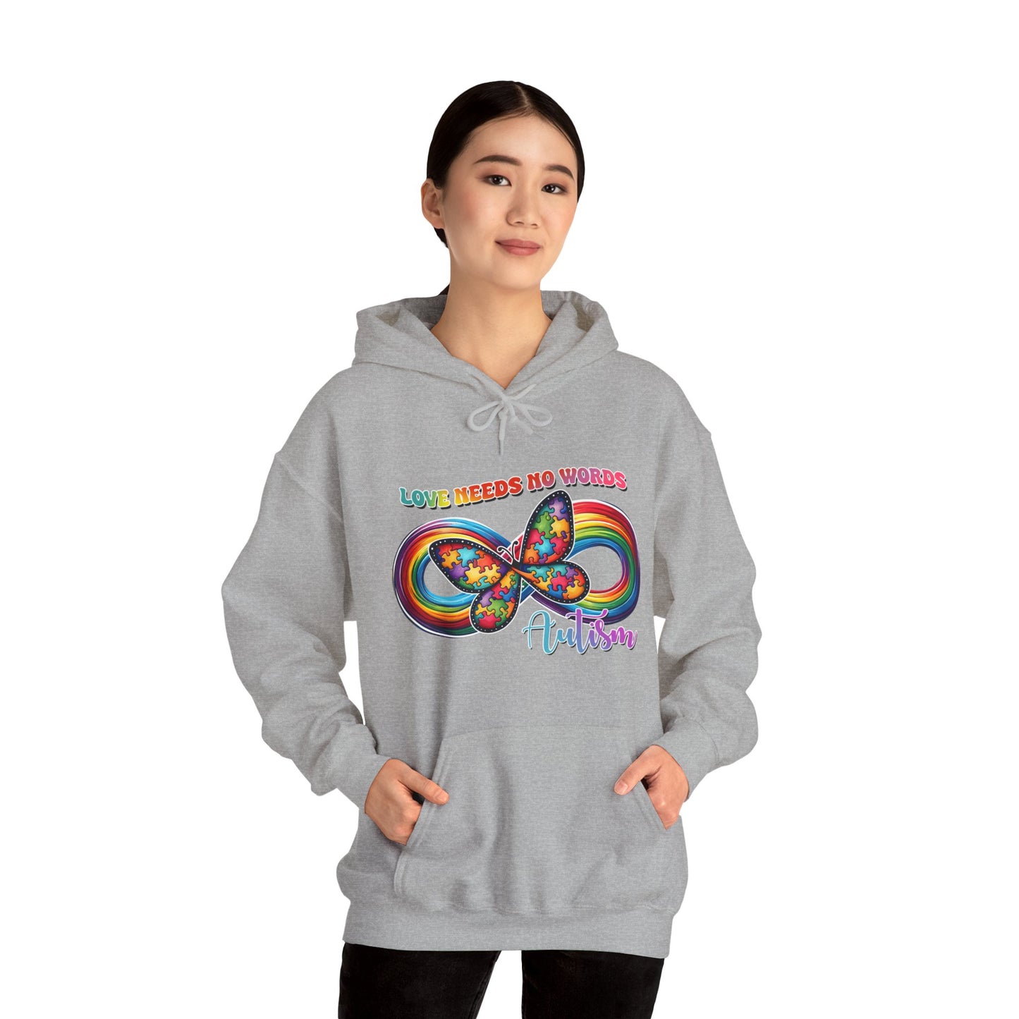 Autism Love needs no words Unisex Heavy Blend™ Hooded Sweatshirt