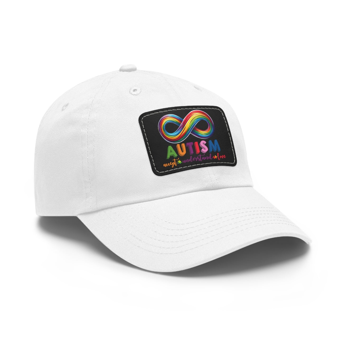 Autism Accept Dad Hat with Leather Patch (Rectangle)