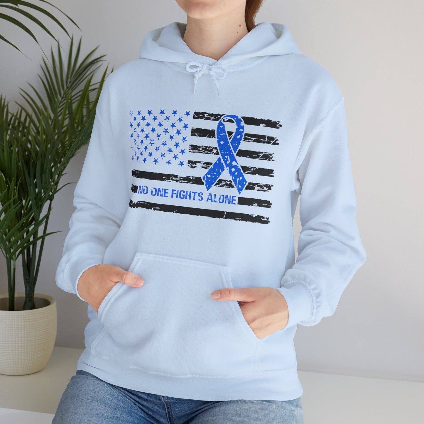 No one fights alone - Colon Cancer Unisex Heavy Blend™ Hooded Sweatshirt