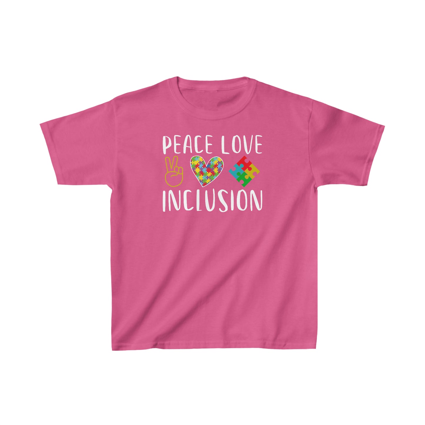 Autism Peace Love Inclusion Kids Heavy Cotton™ Tee