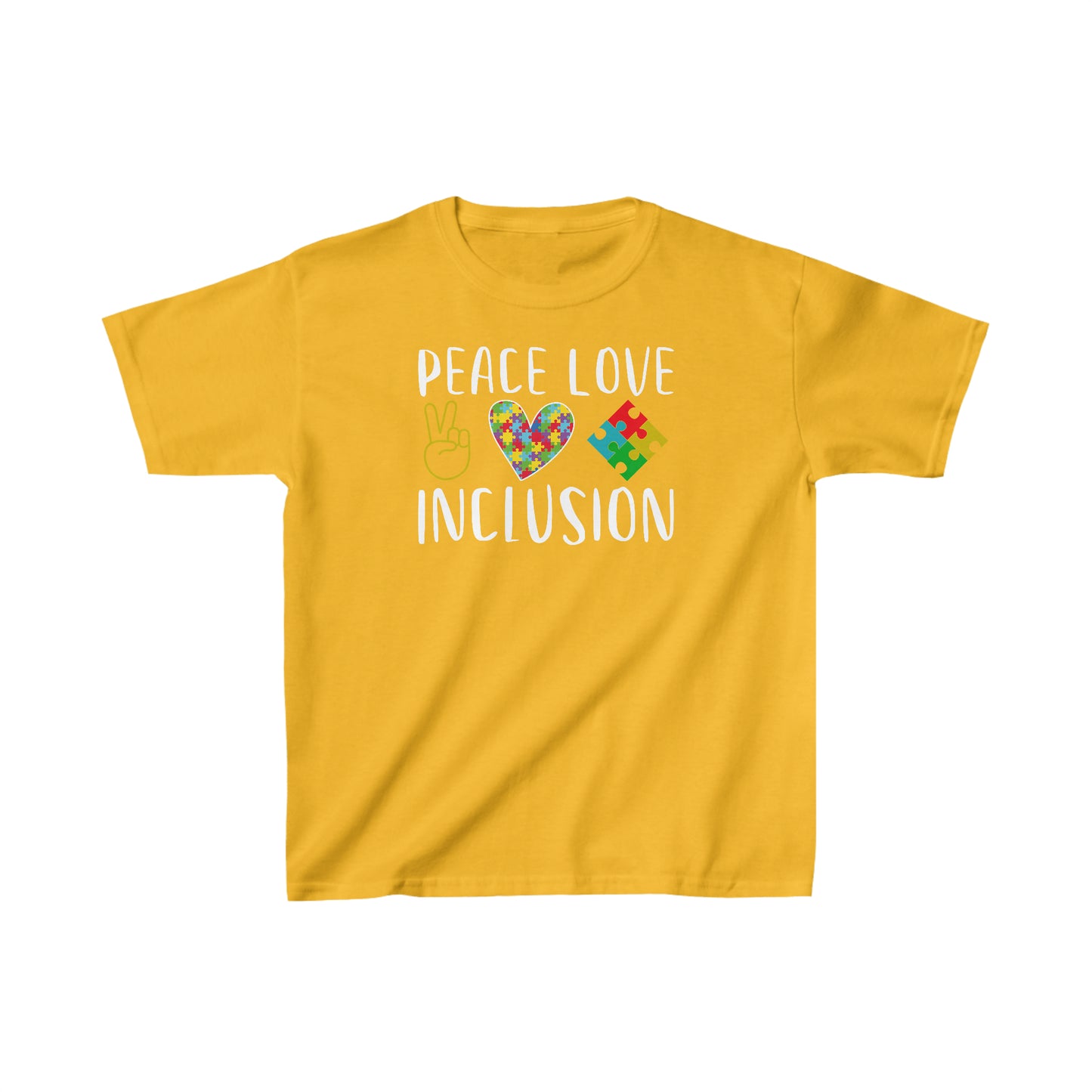 Autism Peace Love Inclusion Kids Heavy Cotton™ Tee