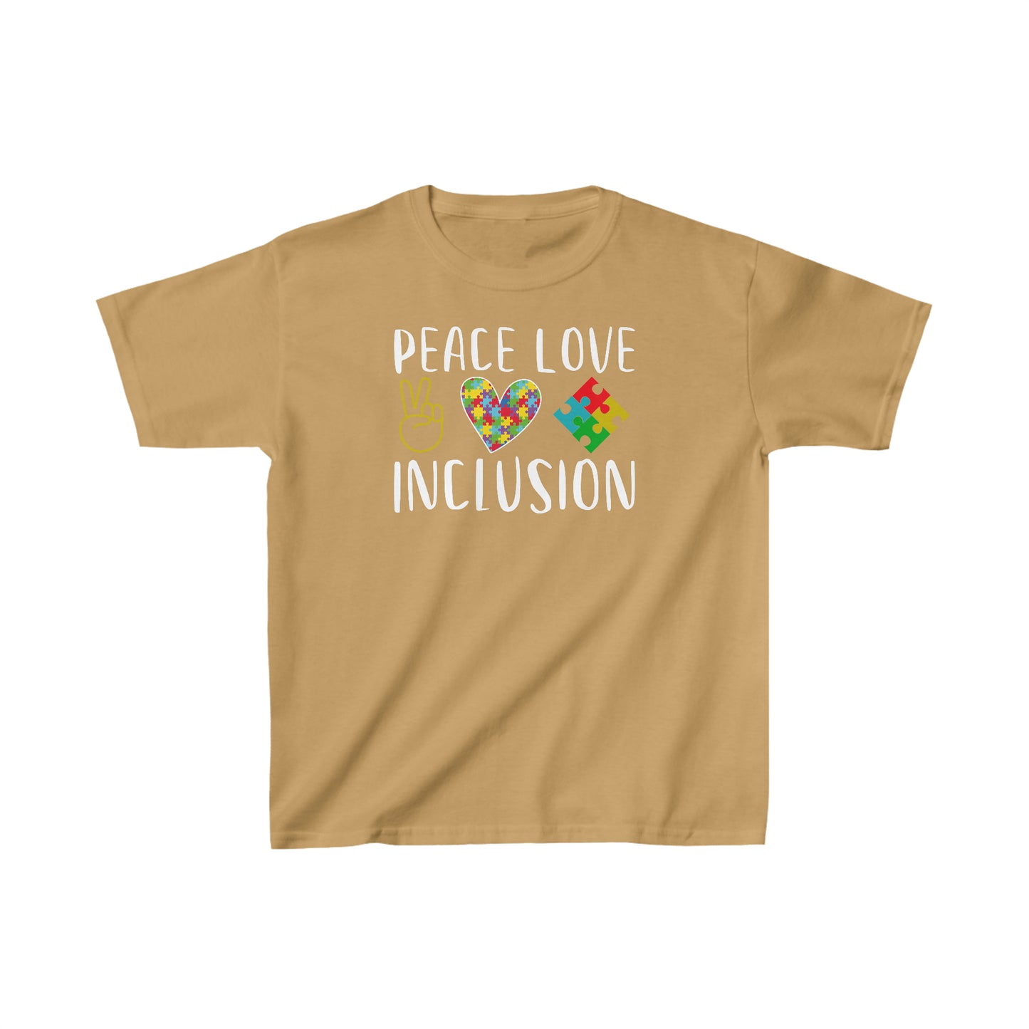 Autism Peace Love Inclusion Kids Heavy Cotton™ Tee