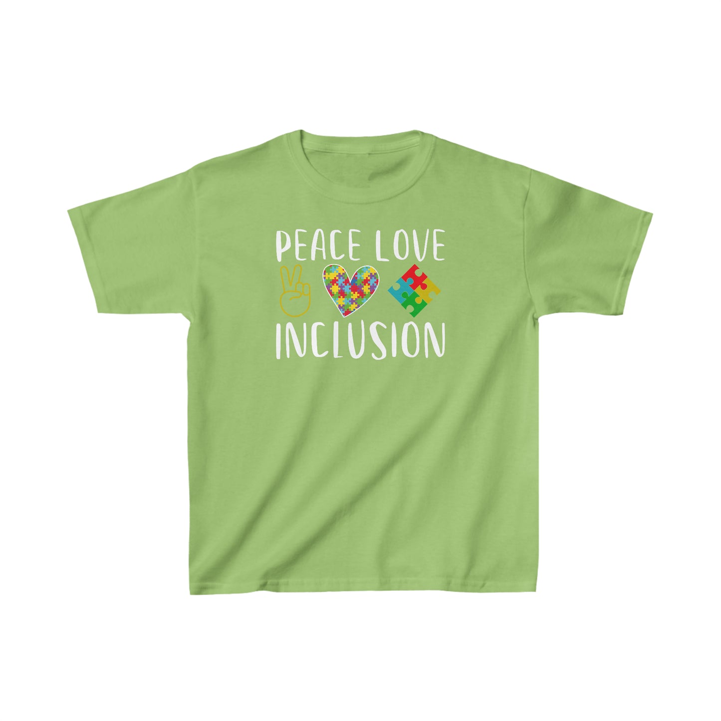 Autism Peace Love Inclusion Kids Heavy Cotton™ Tee