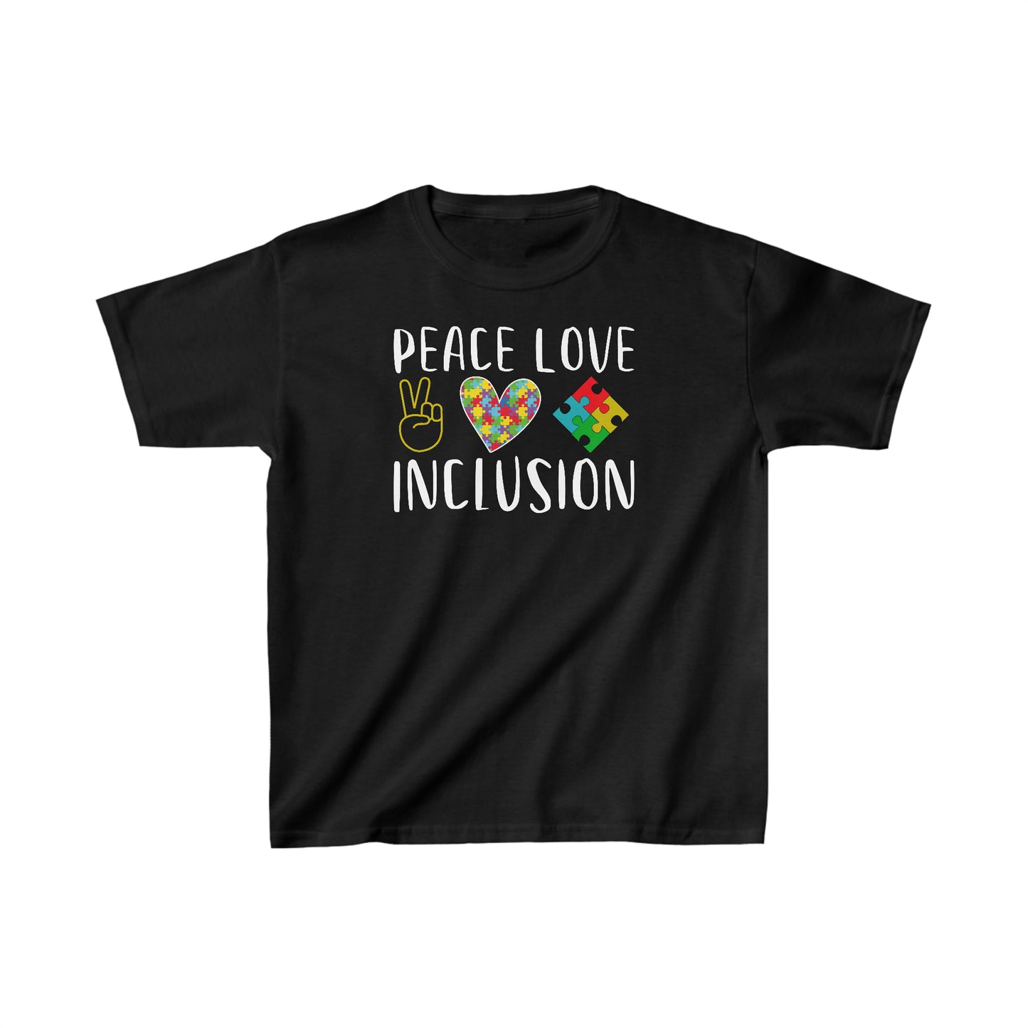 Autism Peace Love Inclusion Kids Heavy Cotton™ Tee