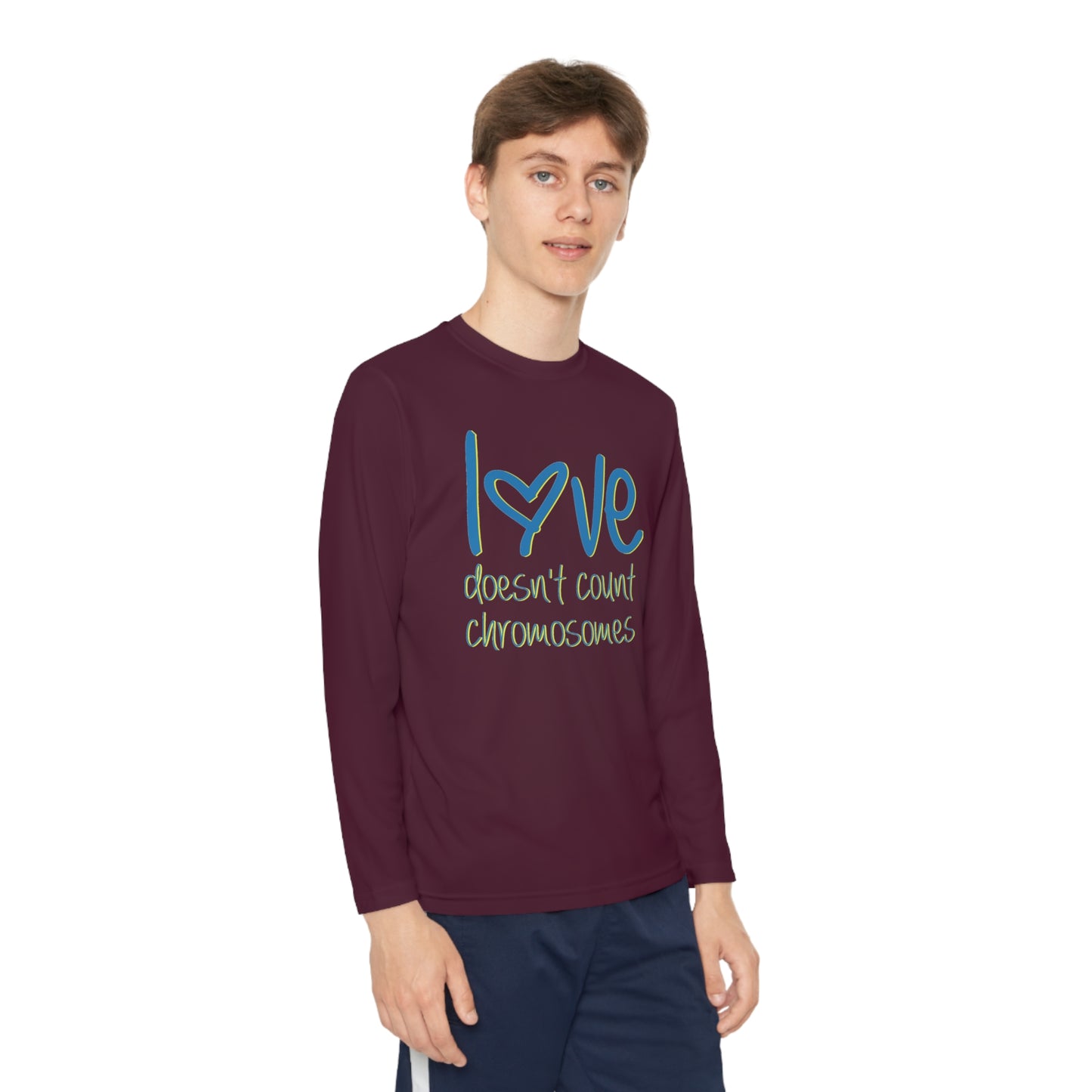 Love doesn't count chromosomes Youth Long Sleeve Competitor Tee