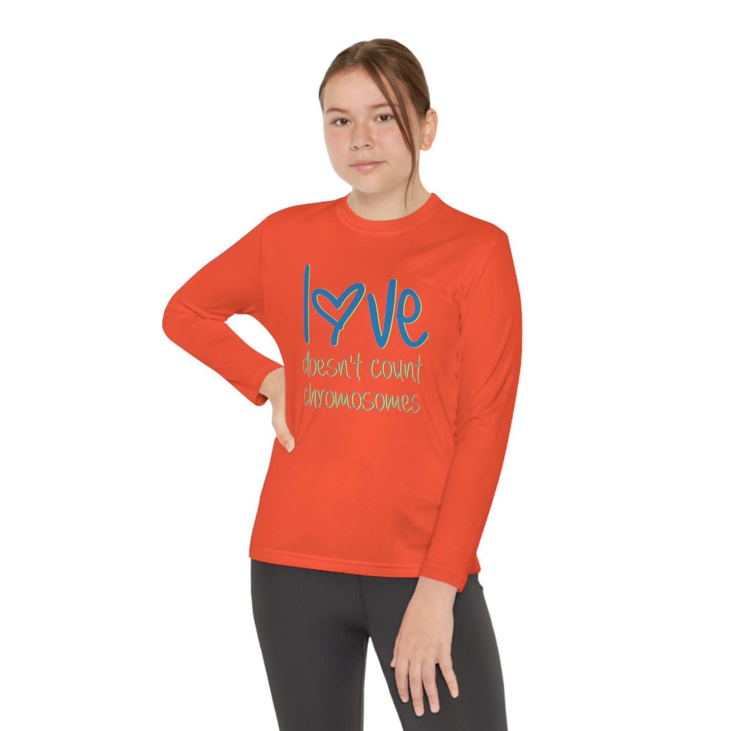 Love doesn't count chromosomes Youth Long Sleeve Competitor Tee