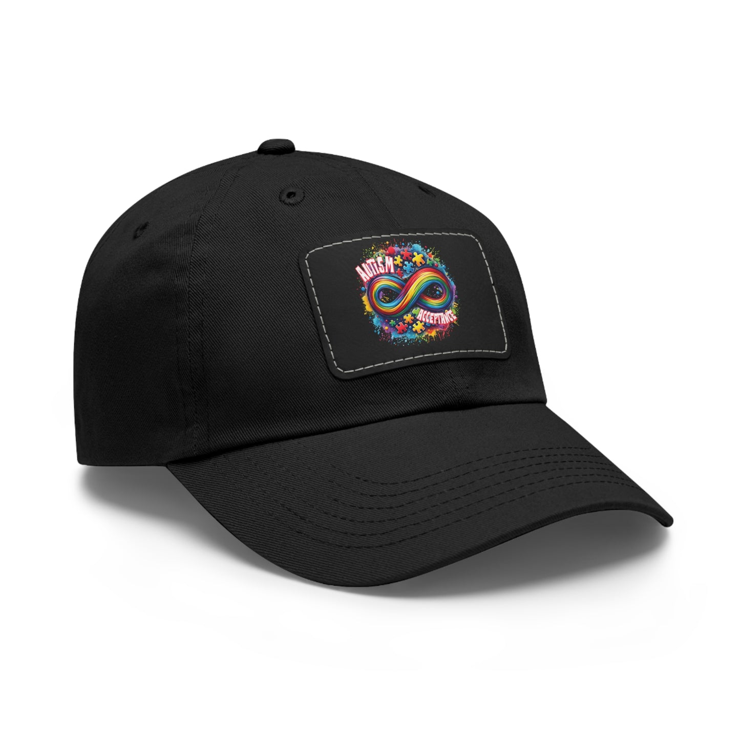 Autism Acceptance Dad Hat with Leather Patch (Rectangle)