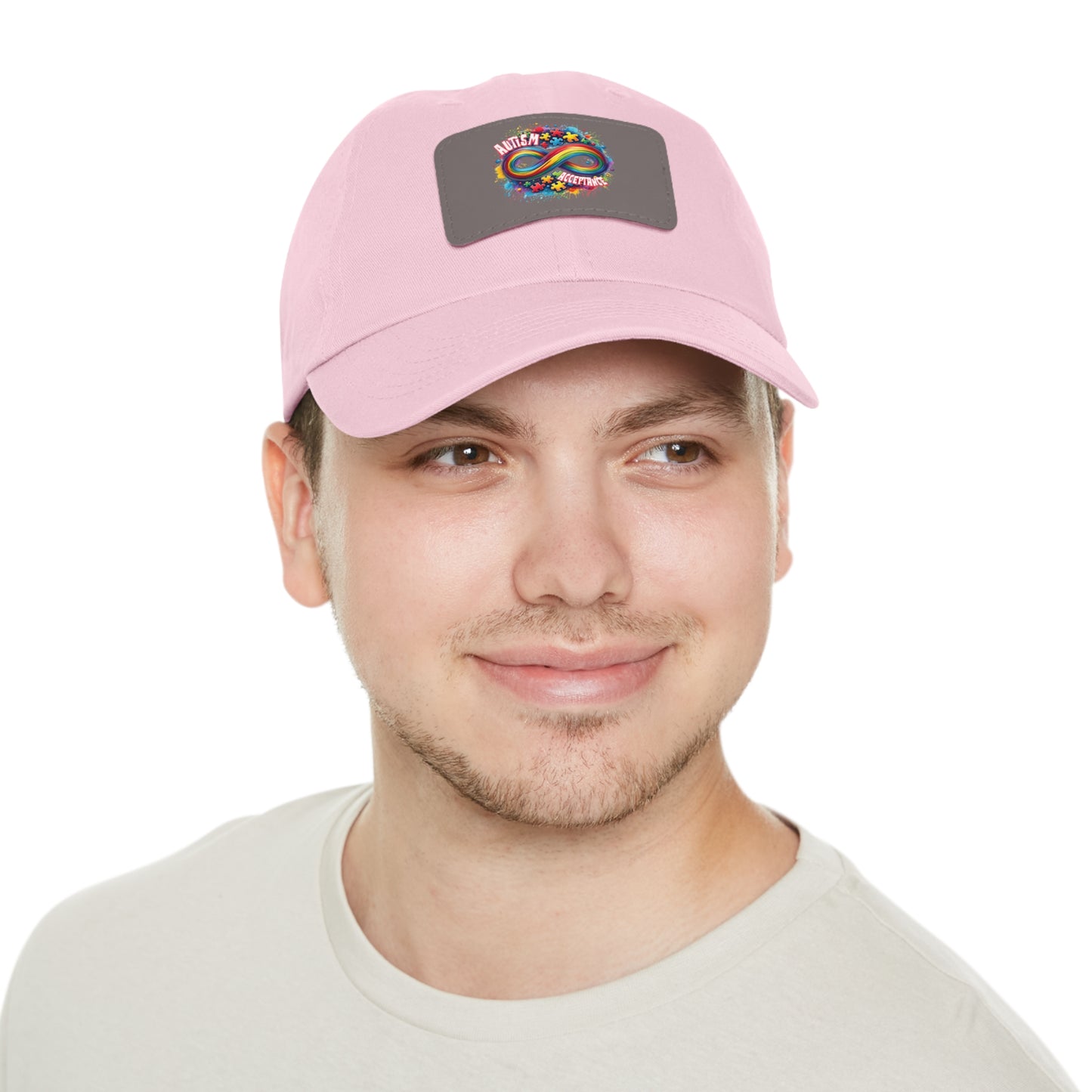 Autism Acceptance Dad Hat with Leather Patch (Rectangle)