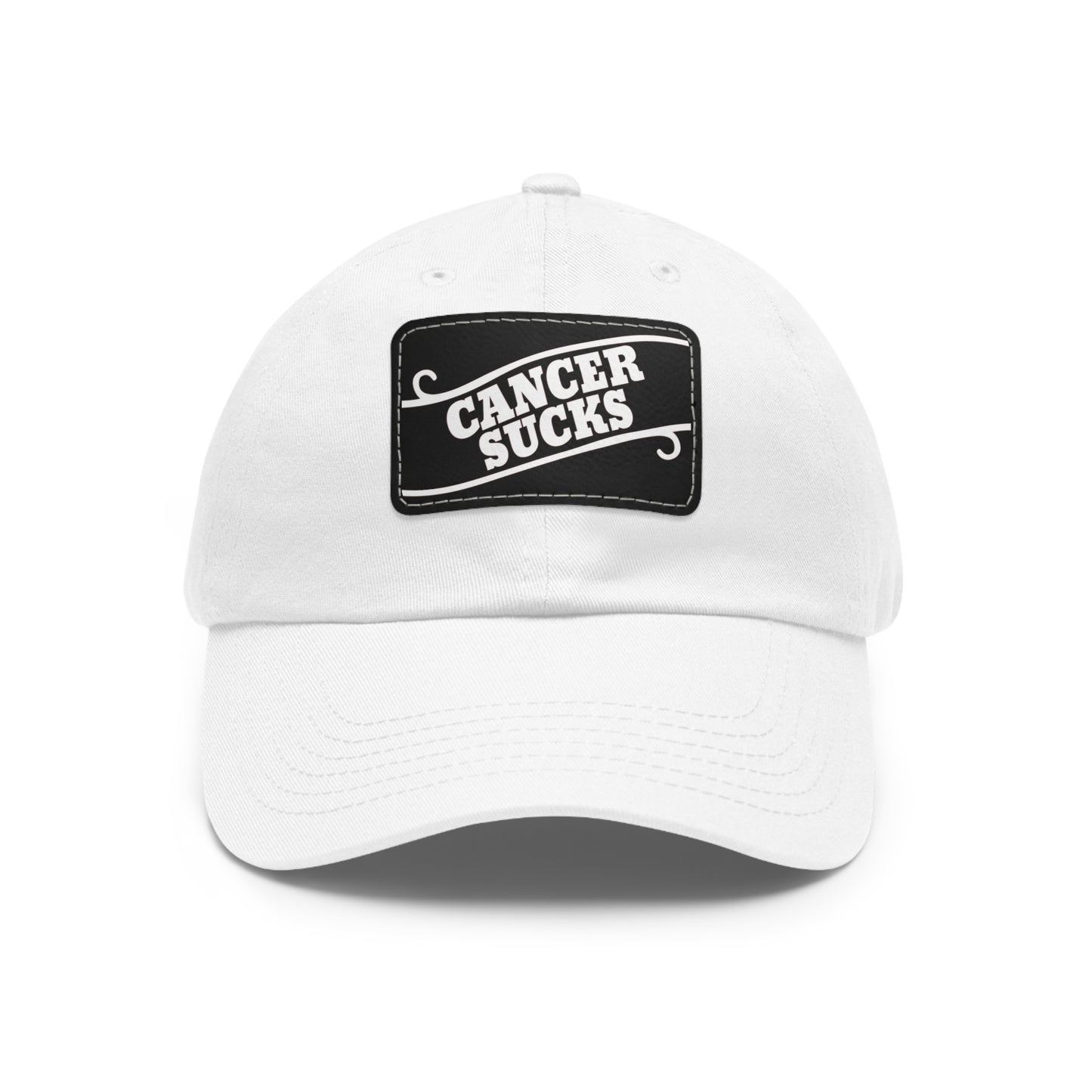 Cancer Sucks Dad Hat with Leather Patch (Rectangle)