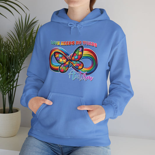 Autism Love needs no words Unisex Heavy Blend™ Hooded Sweatshirt