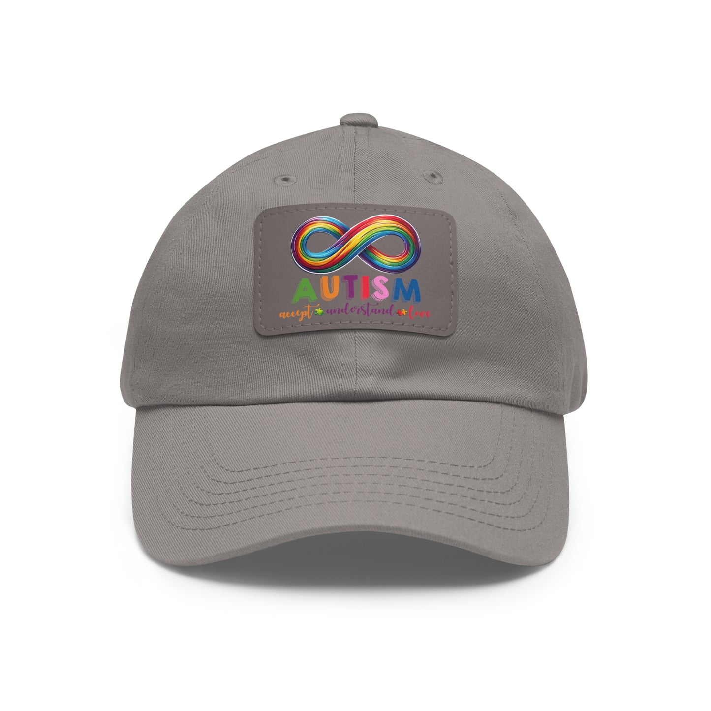 Autism Accept Dad Hat with Leather Patch (Rectangle)