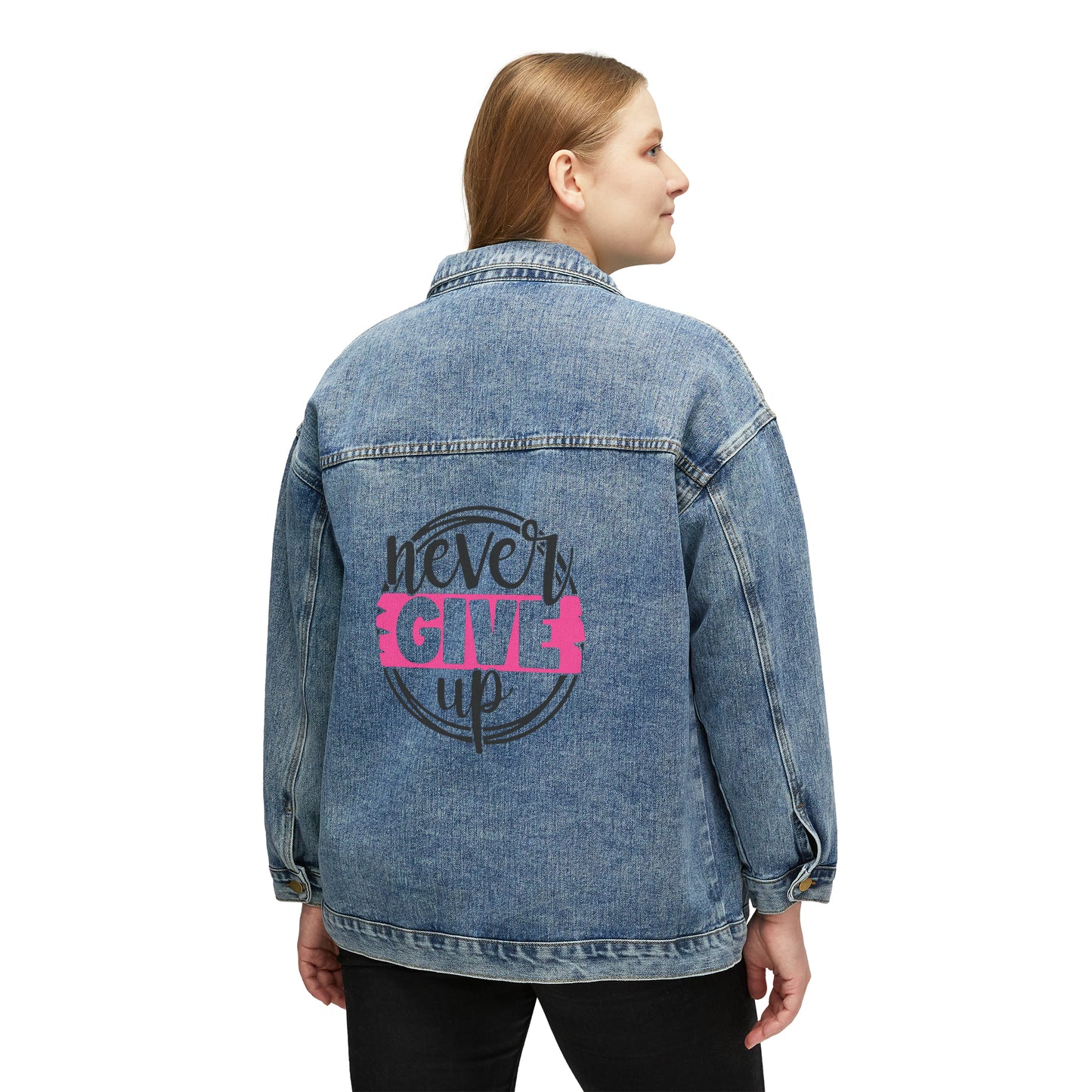 Never Give Up Women's Denim Jacket