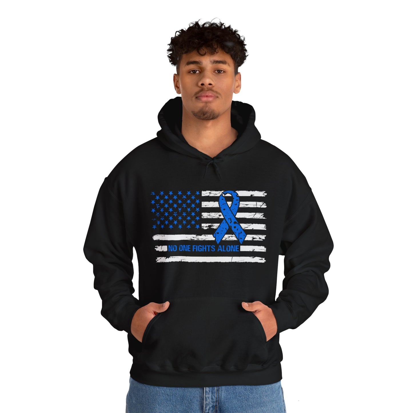 No one fights alone - Colon Cancer Unisex Heavy Blend™ Hooded Sweatshirt