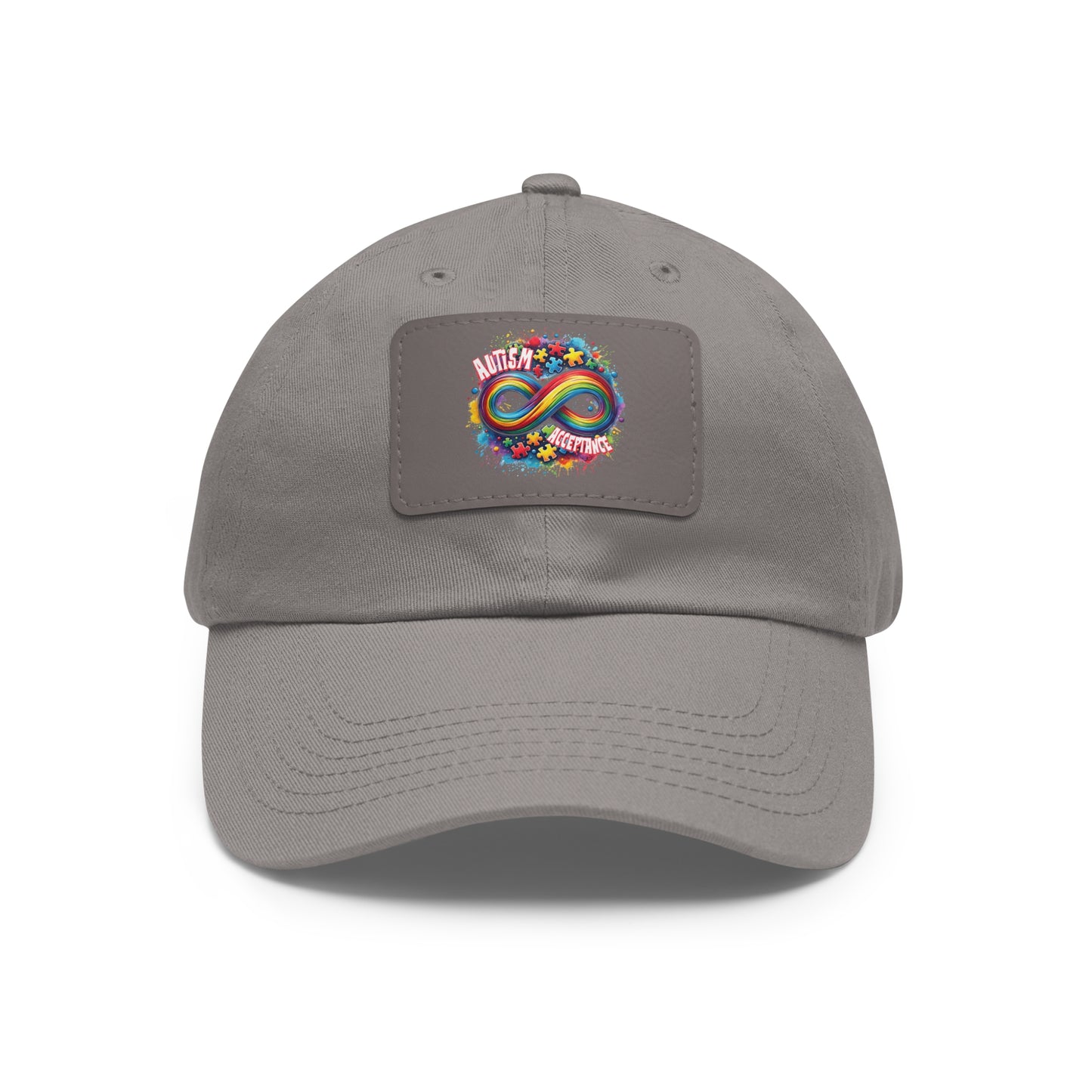 Autism Acceptance Dad Hat with Leather Patch (Rectangle)