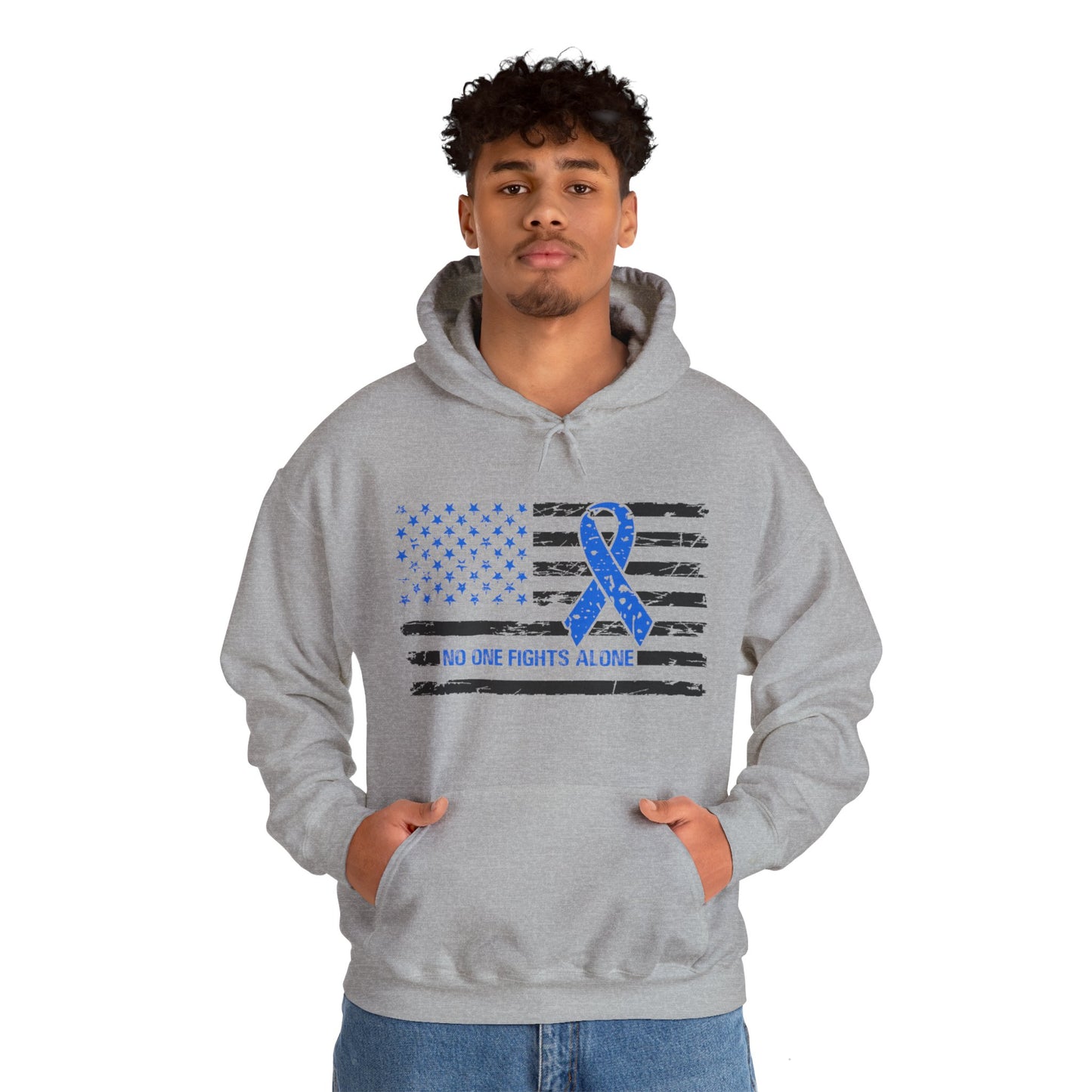 No one fights alone - Colon Cancer Unisex Heavy Blend™ Hooded Sweatshirt