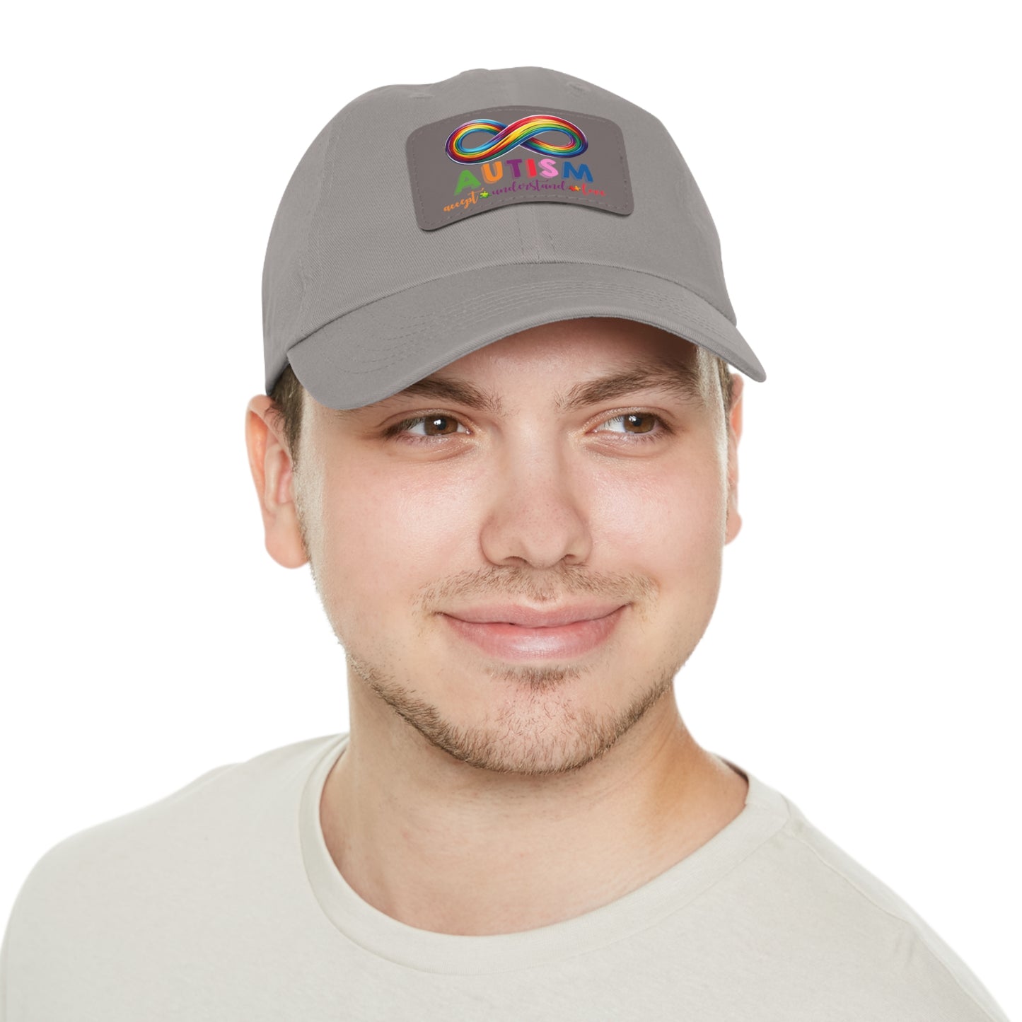 Autism Accept Dad Hat with Leather Patch (Rectangle)