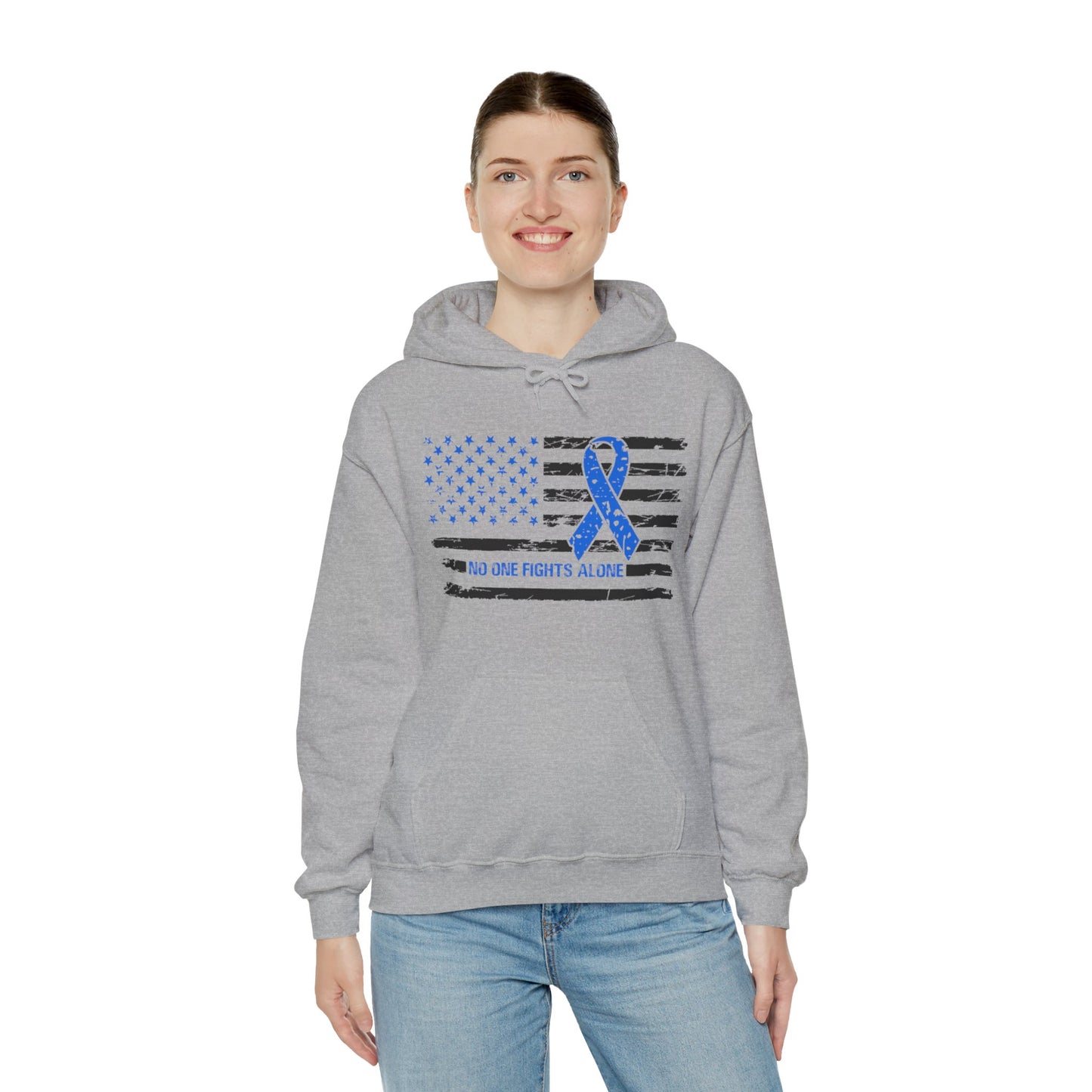 No one fights alone - Colon Cancer Unisex Heavy Blend™ Hooded Sweatshirt