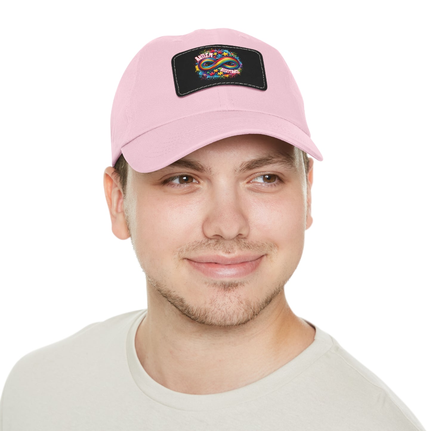 Autism Acceptance Dad Hat with Leather Patch (Rectangle)