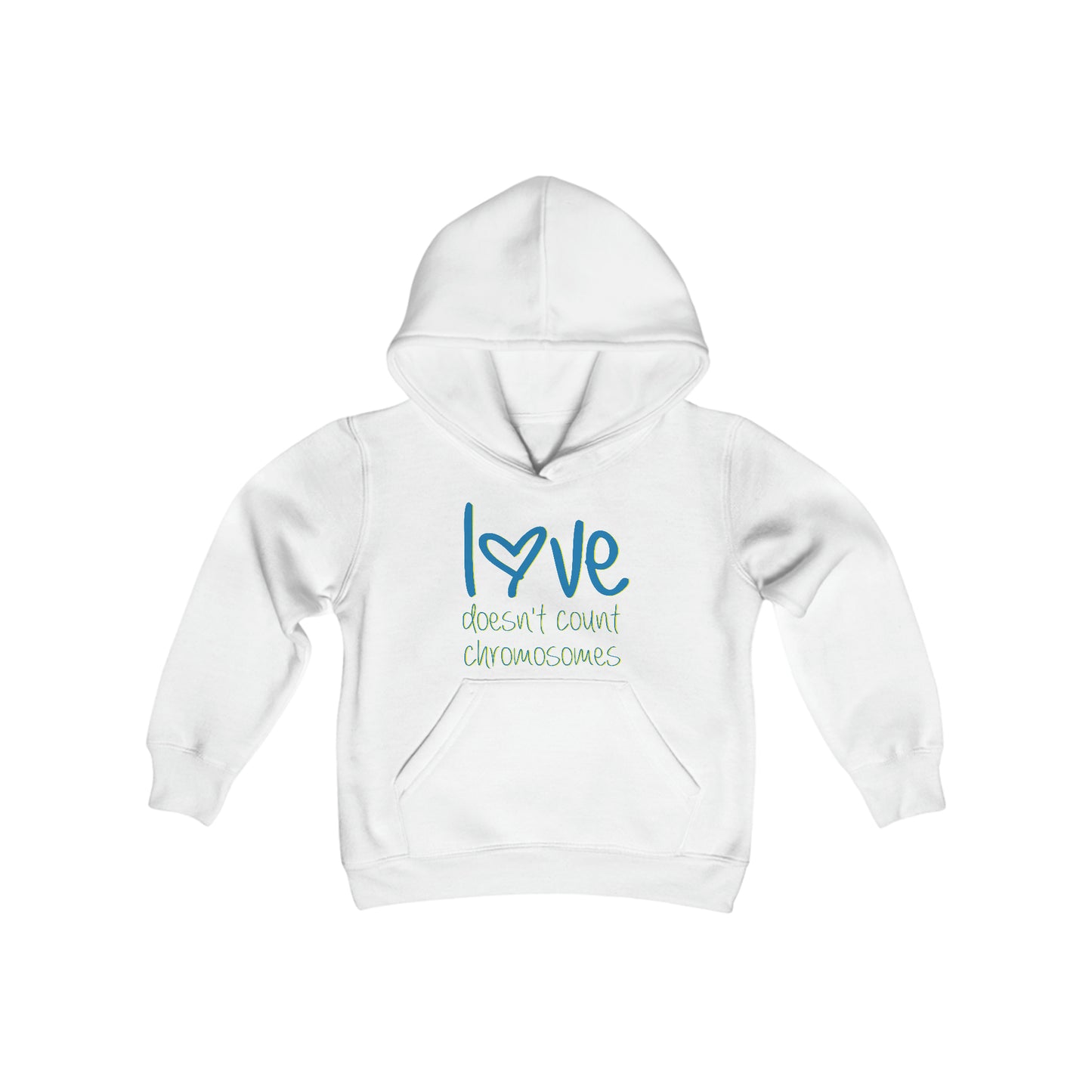 Love doesn't count chromosomes Youth Heavy Blend Hooded Sweatshirt