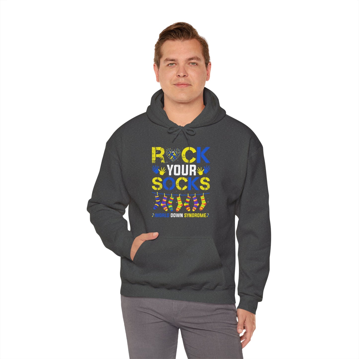 Rock your Socks Down Syndrome Unisex Heavy Blend™ Hooded Sweatshirt