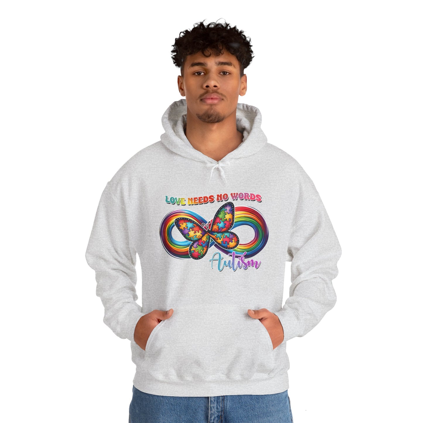 Autism Love needs no words Unisex Heavy Blend™ Hooded Sweatshirt