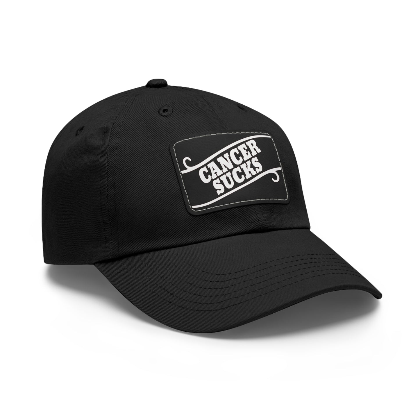 Cancer Sucks Dad Hat with Leather Patch (Rectangle)