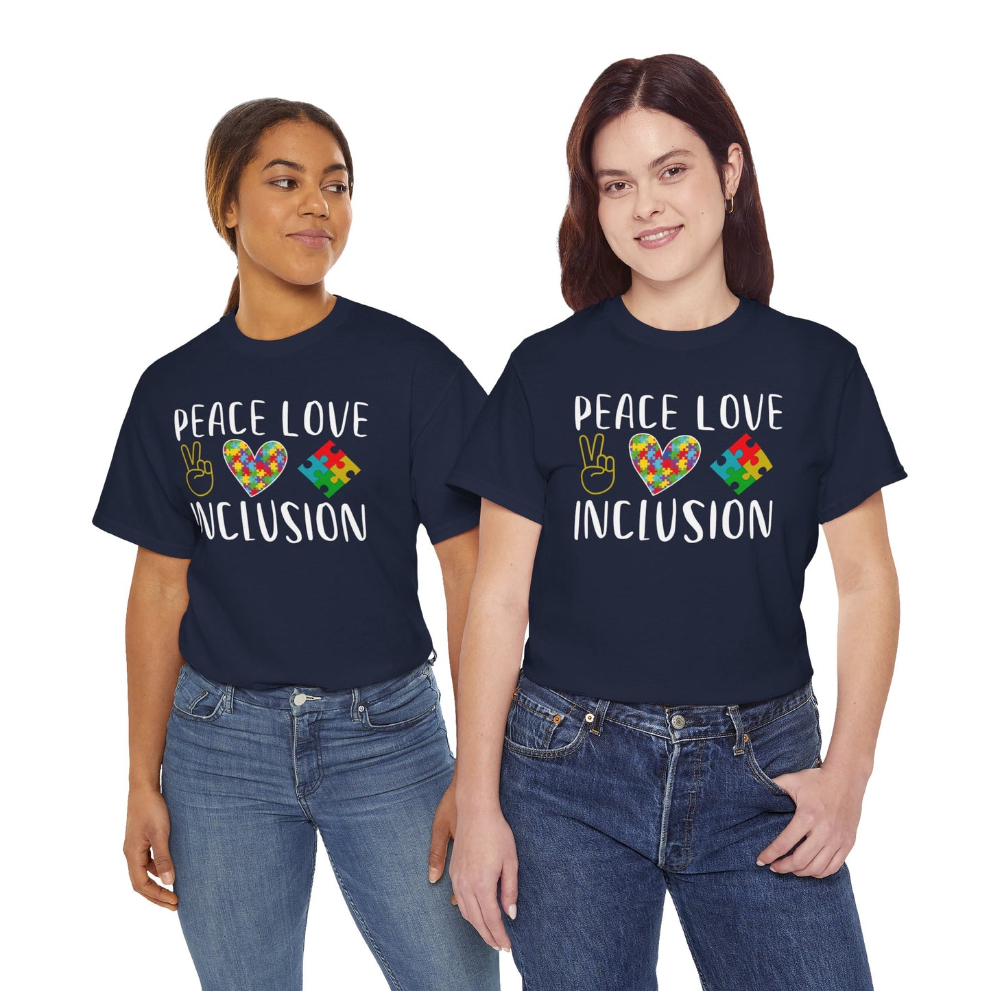 Autism Peace Love Inclusion Unisex Heavy Cotton Tee