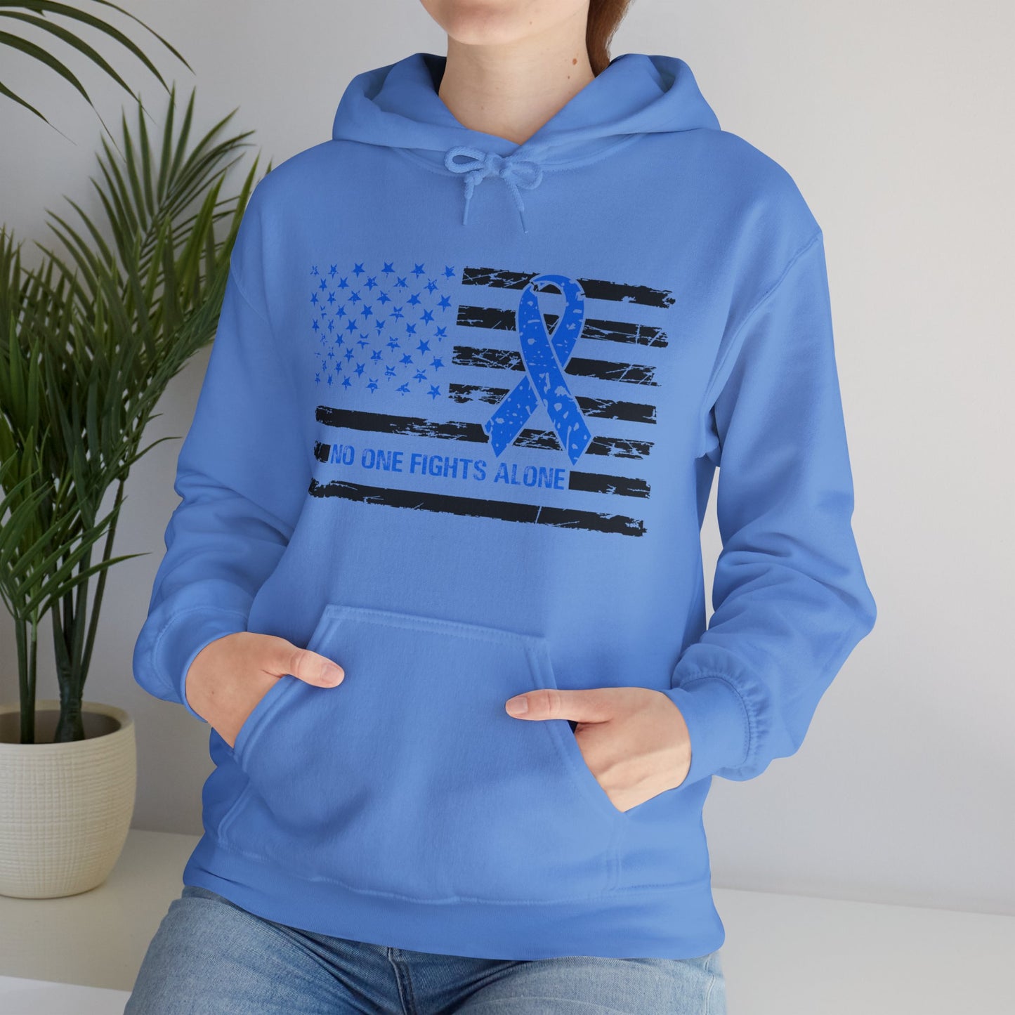 No one fights alone - Colon Cancer Unisex Heavy Blend™ Hooded Sweatshirt