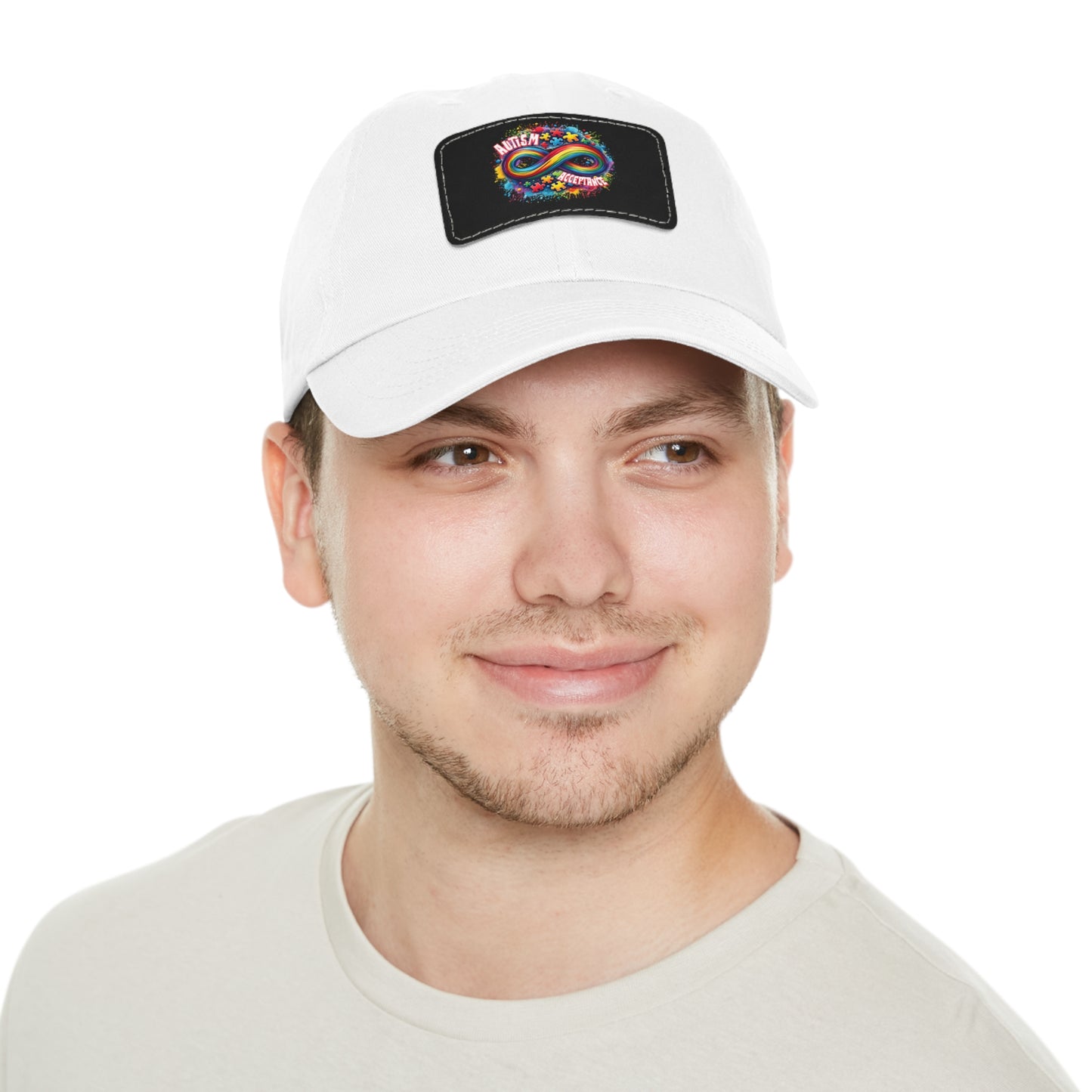 Autism Acceptance Dad Hat with Leather Patch (Rectangle)