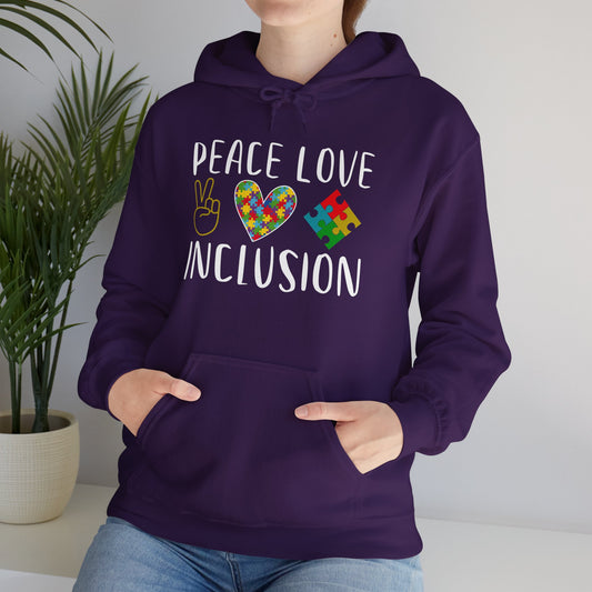 Autism Peace Love Inclusion Unisex Heavy Blend™ Hooded Sweatshirt