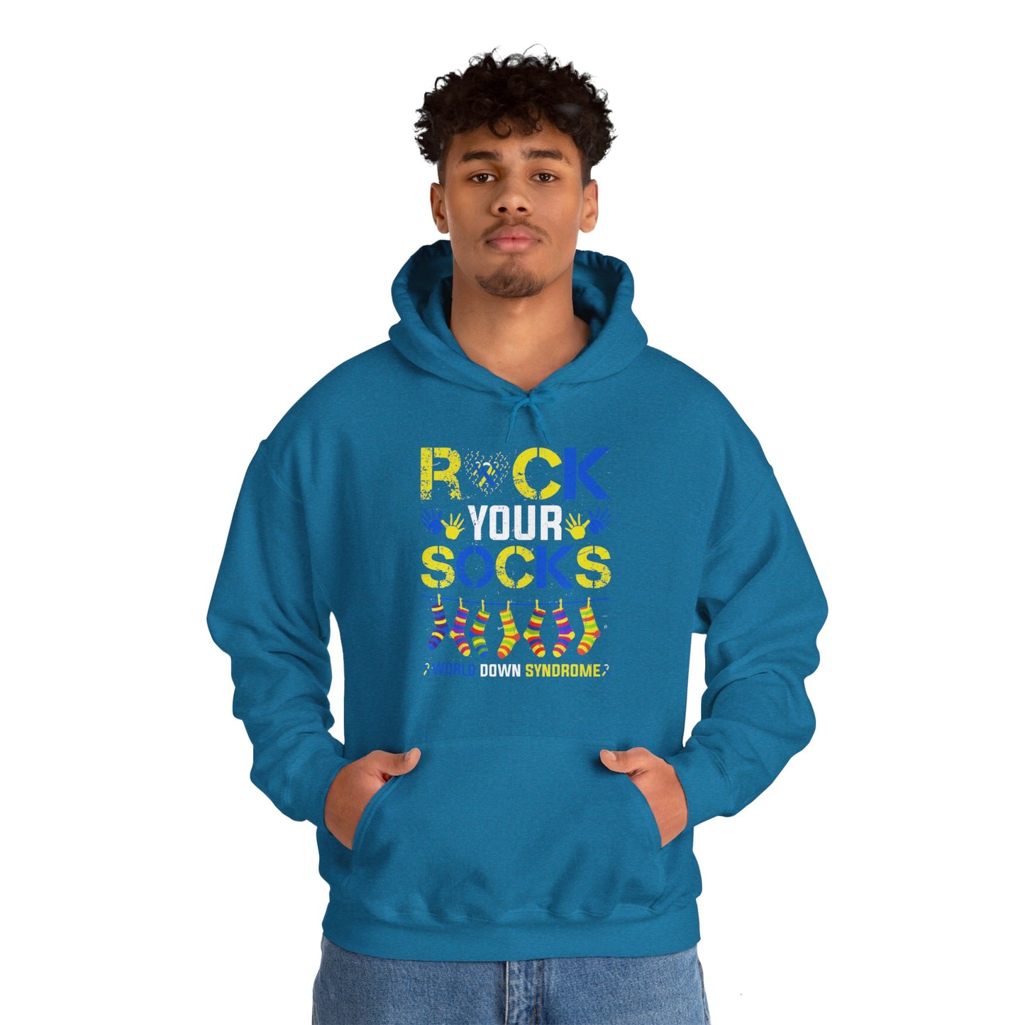 Rock your Socks Down Syndrome Unisex Heavy Blend™ Hooded Sweatshirt