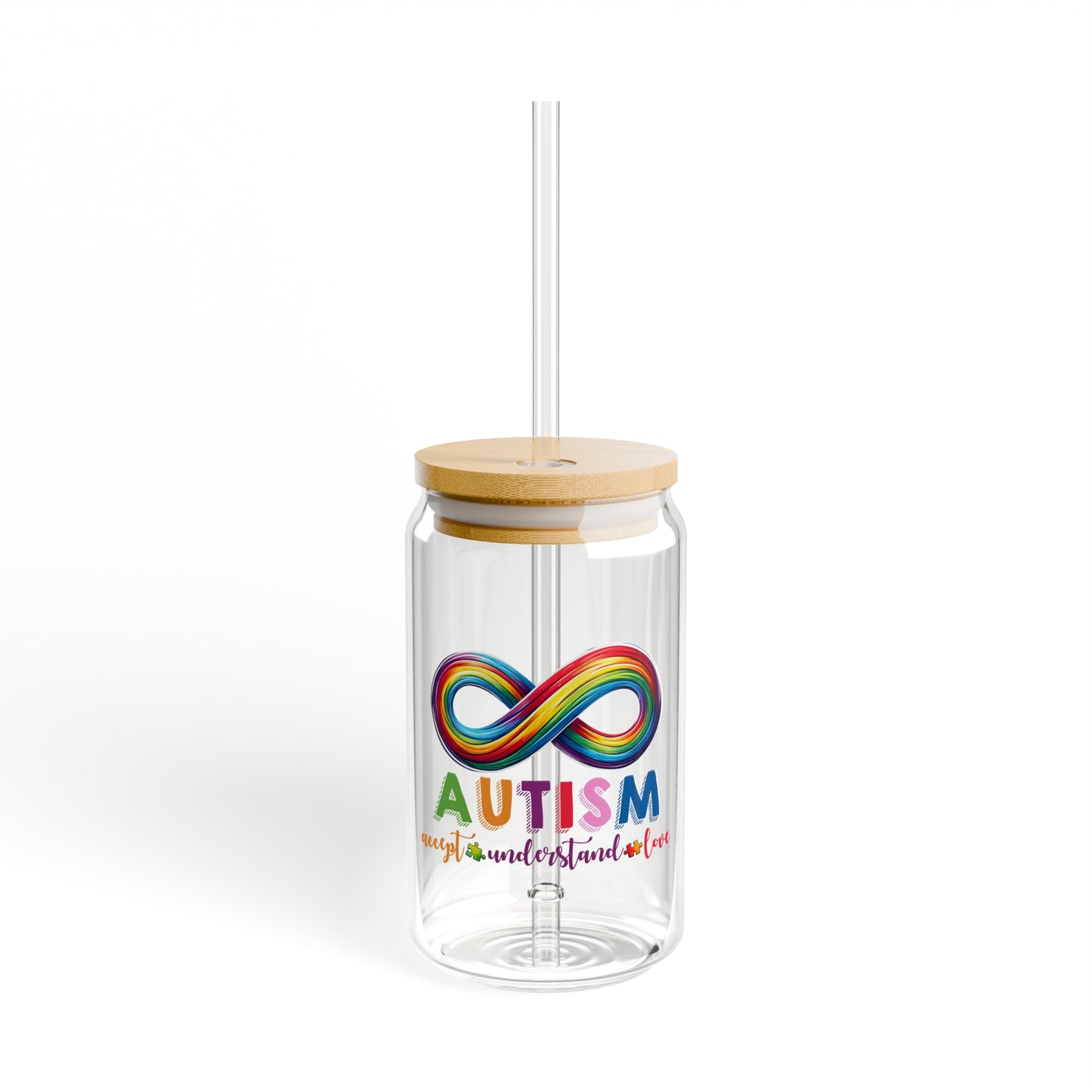 Autism Accept Sipper Glass, 16oz