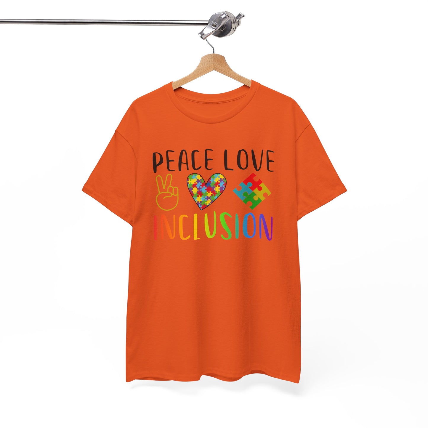 Autism Peace Love Inclusion Unisex Heavy Cotton Tee