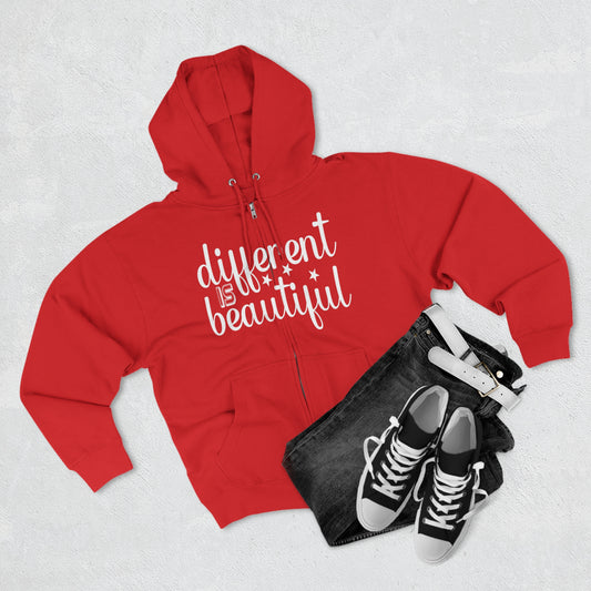 Different is Beautiful Unisex Premium Full Zip Hoodie