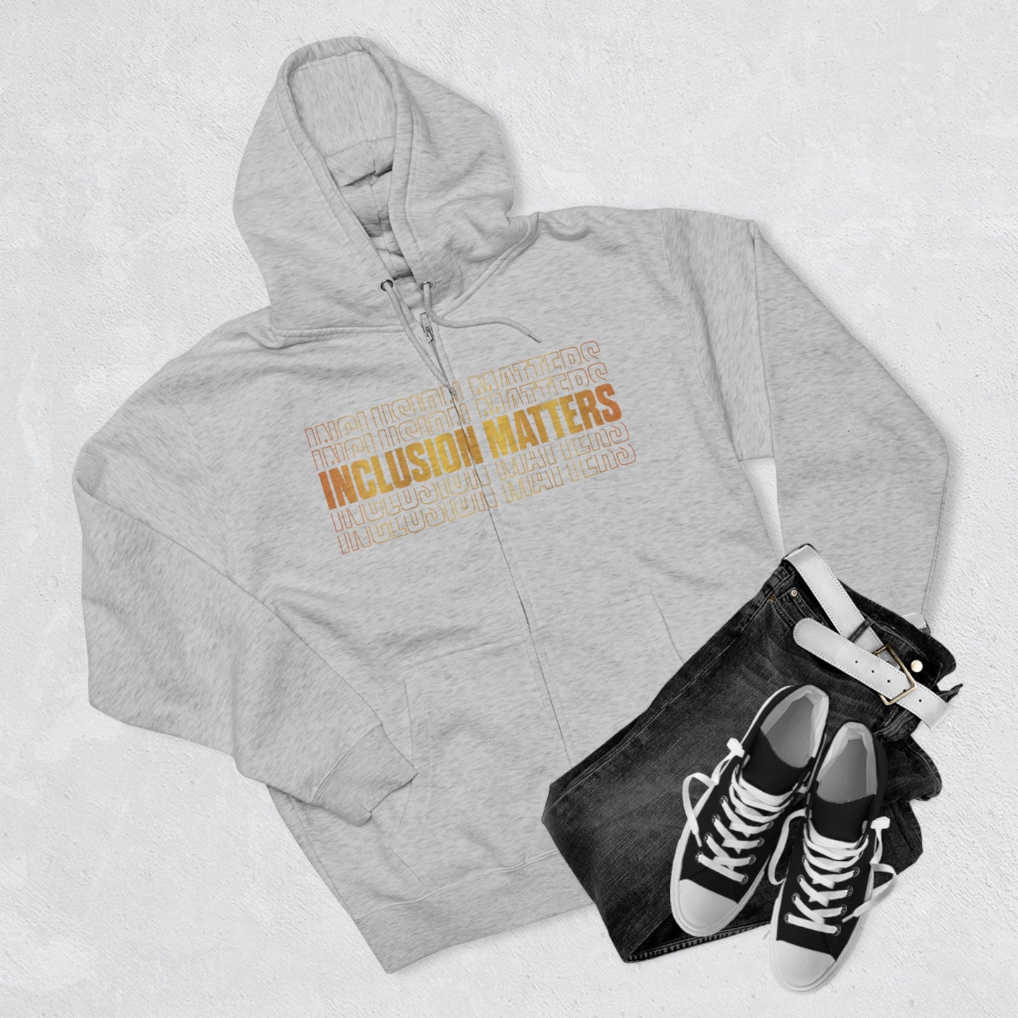 Inclusion Matters Gold Unisex Premium Full Zip Hoodie