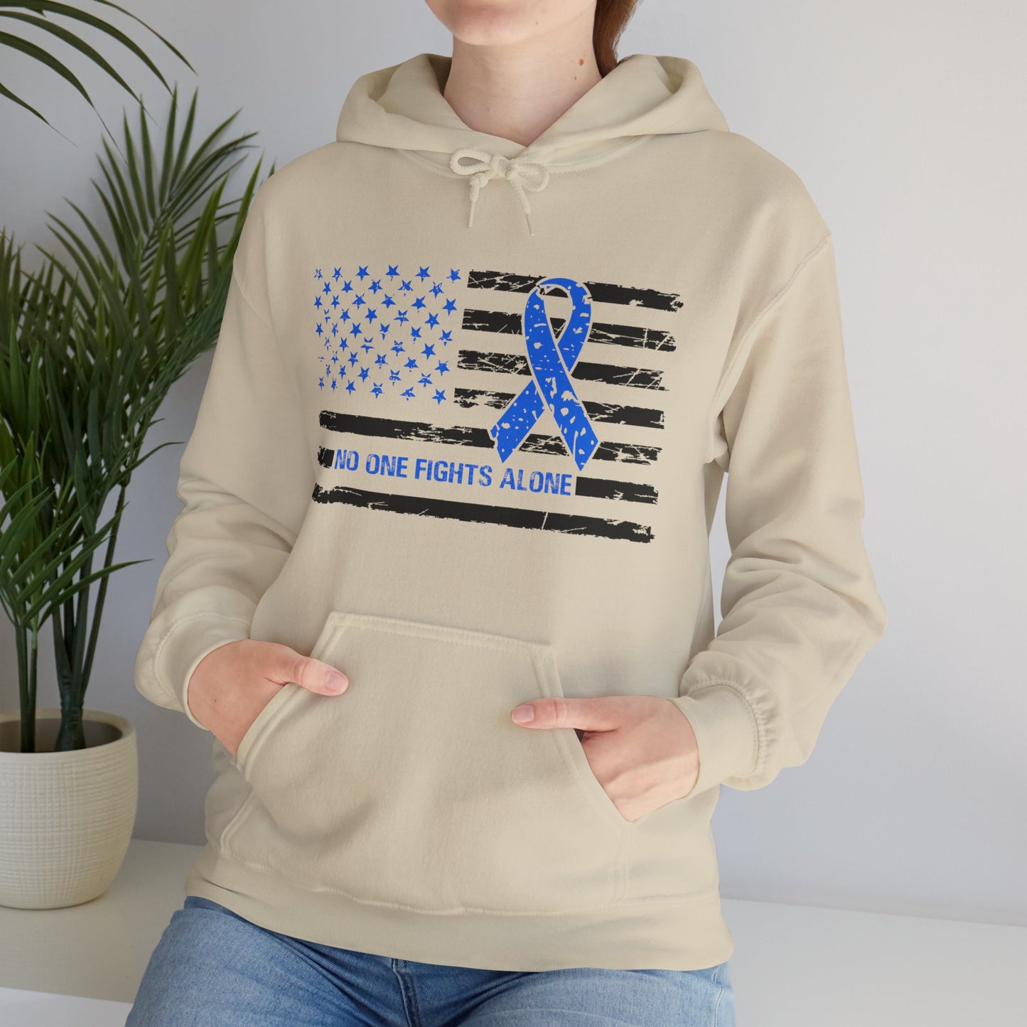 No one fights alone - Colon Cancer Unisex Heavy Blend™ Hooded Sweatshirt