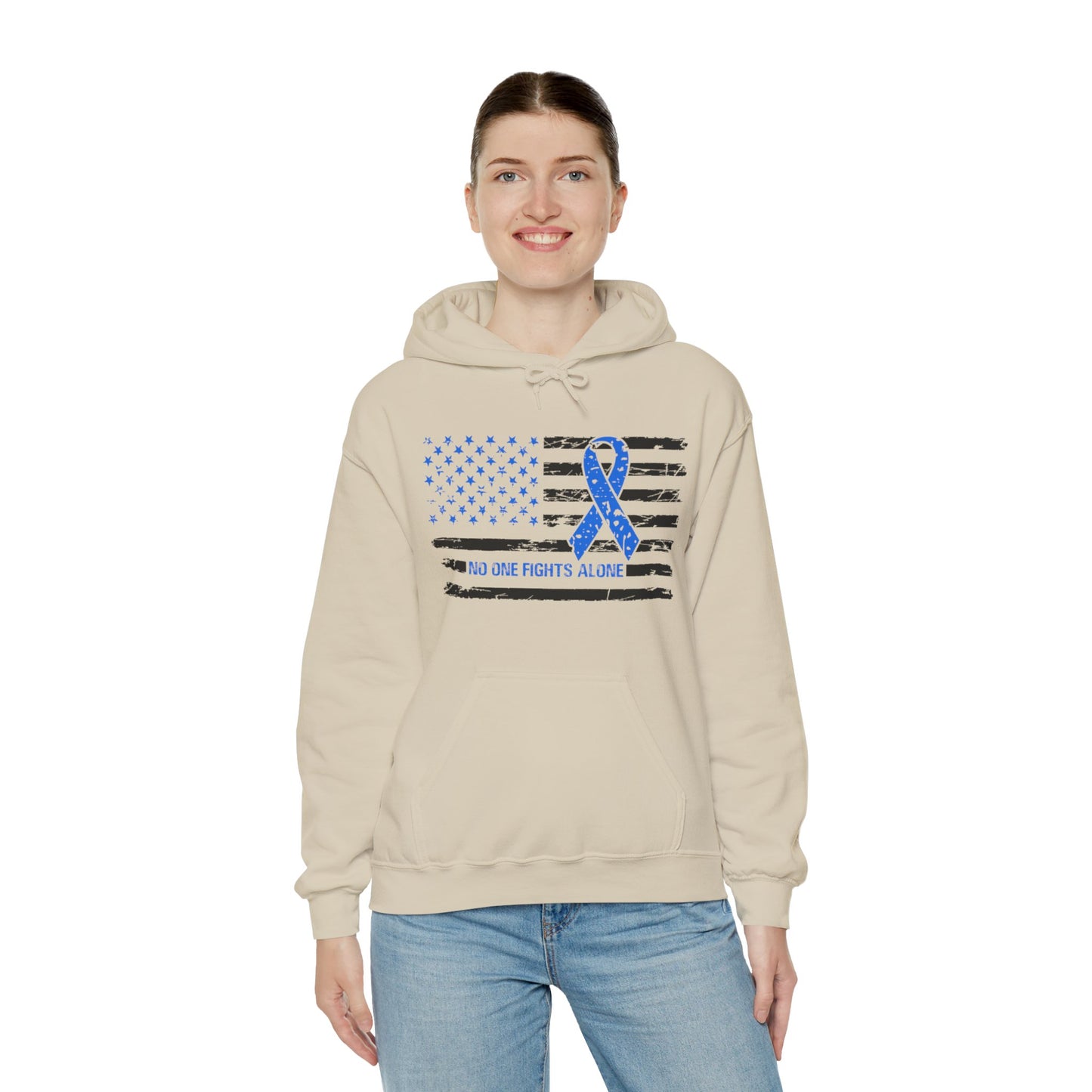 No one fights alone - Colon Cancer Unisex Heavy Blend™ Hooded Sweatshirt