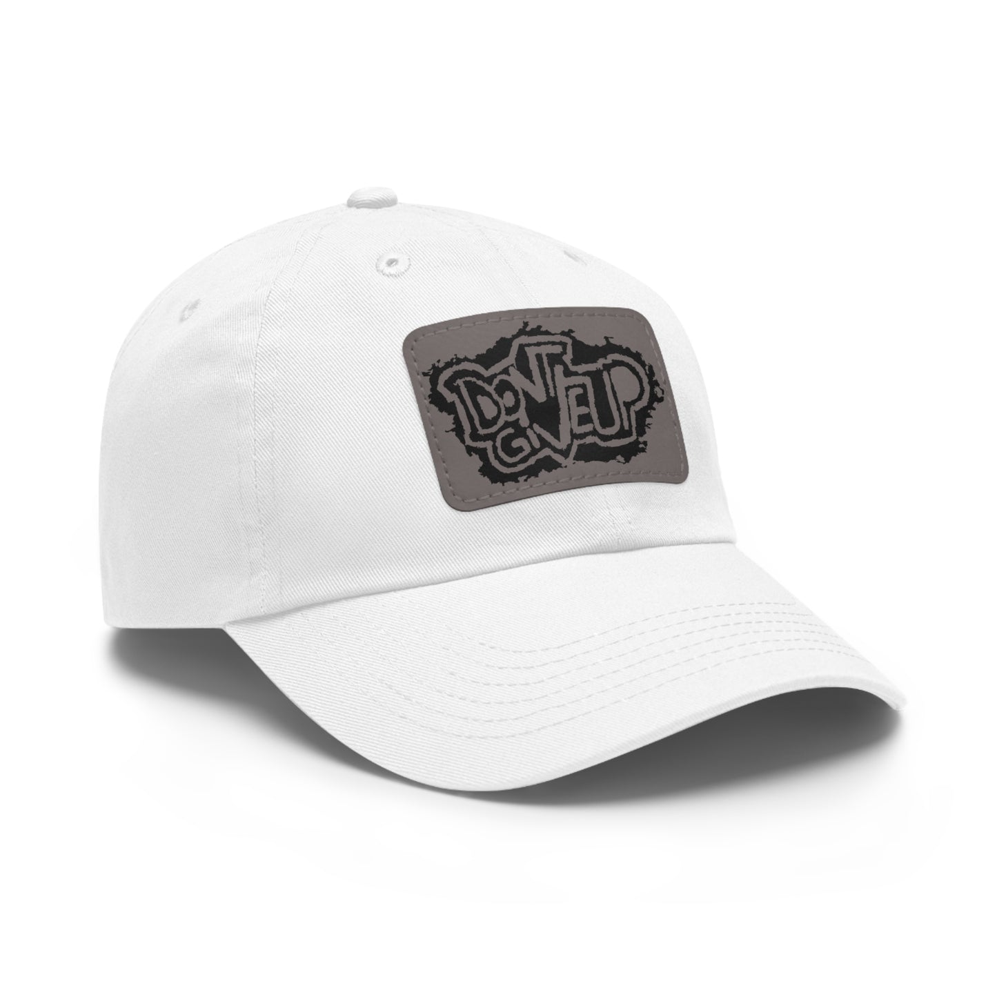 Don't Give Up Dad Hat with Leather Patch (Rectangle)