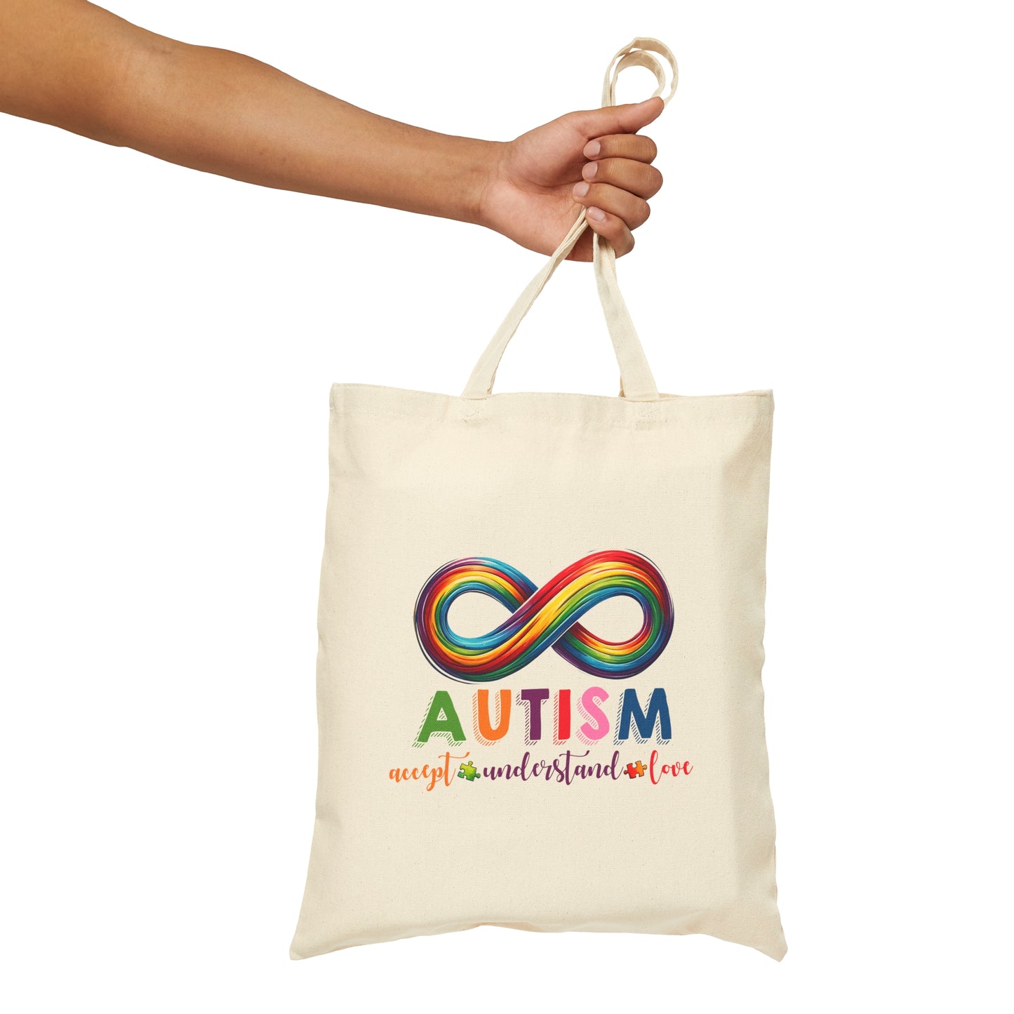 Autism Accept Cotton Canvas Tote Bag