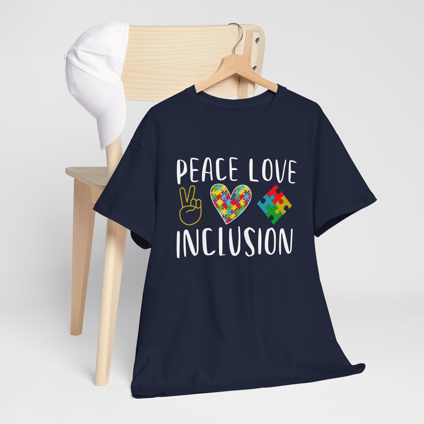 Autism Peace Love Inclusion Unisex Heavy Cotton Tee