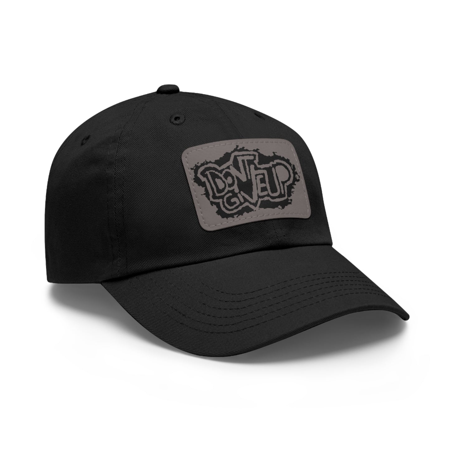 Don't Give Up Dad Hat with Leather Patch (Rectangle)