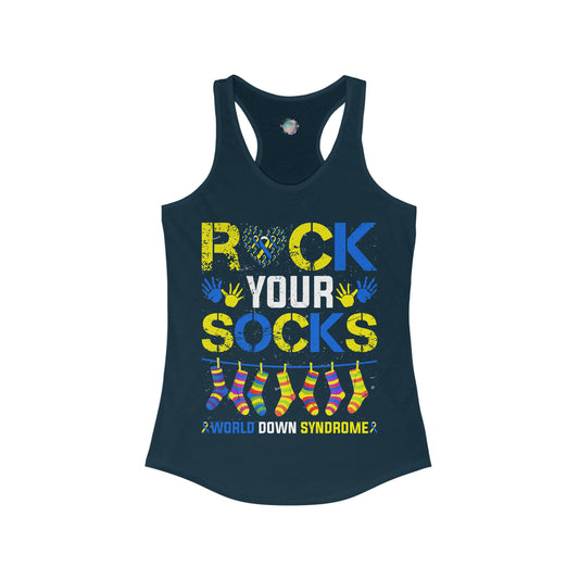 Rock your socks Down Syndrome Women's Ideal Racerback Tank