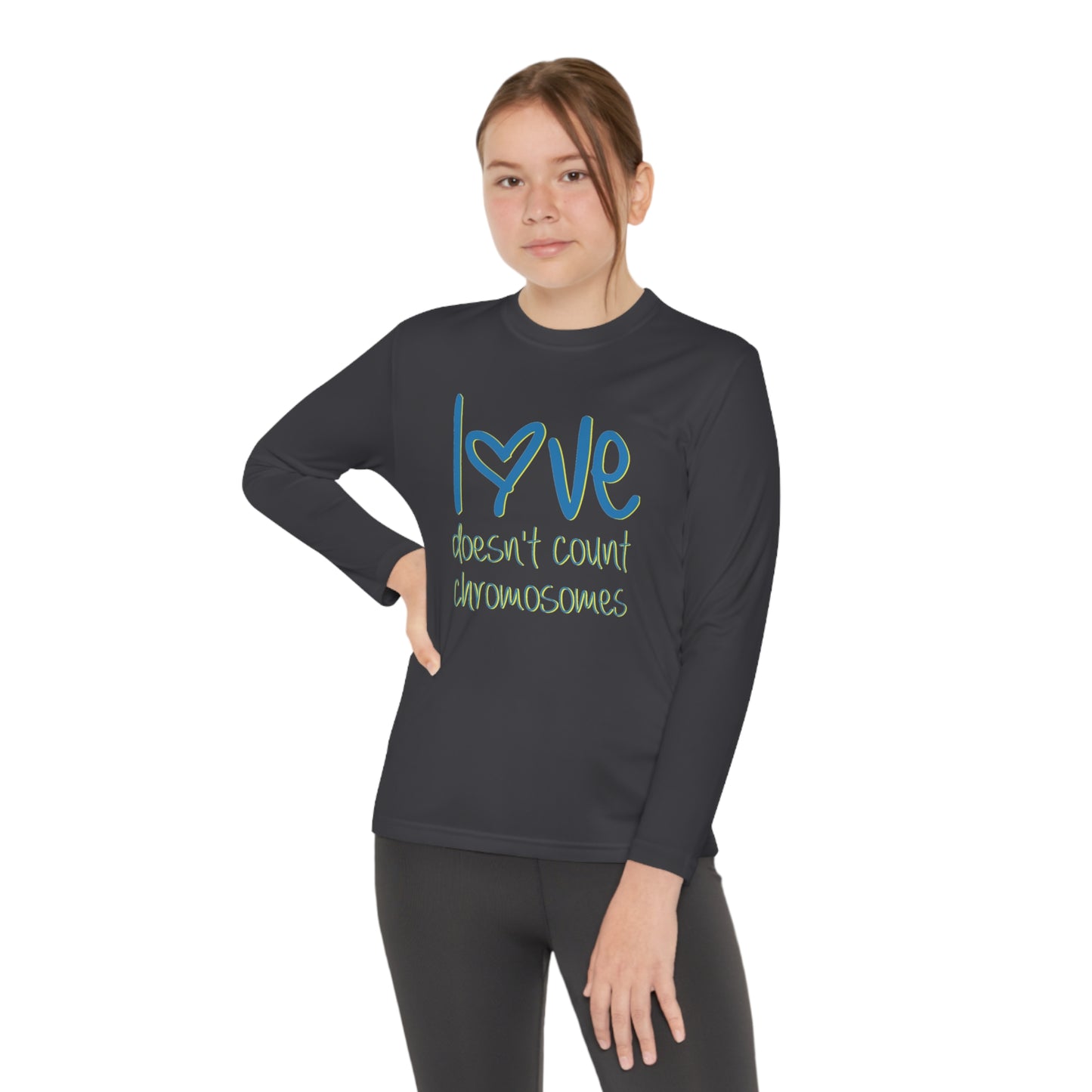 Love doesn't count chromosomes Youth Long Sleeve Competitor Tee