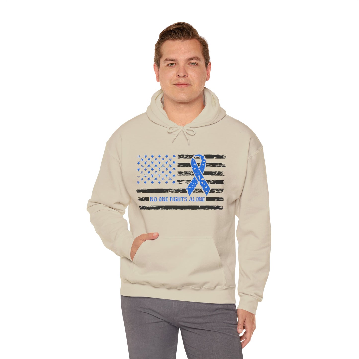 No one fights alone - Colon Cancer Unisex Heavy Blend™ Hooded Sweatshirt